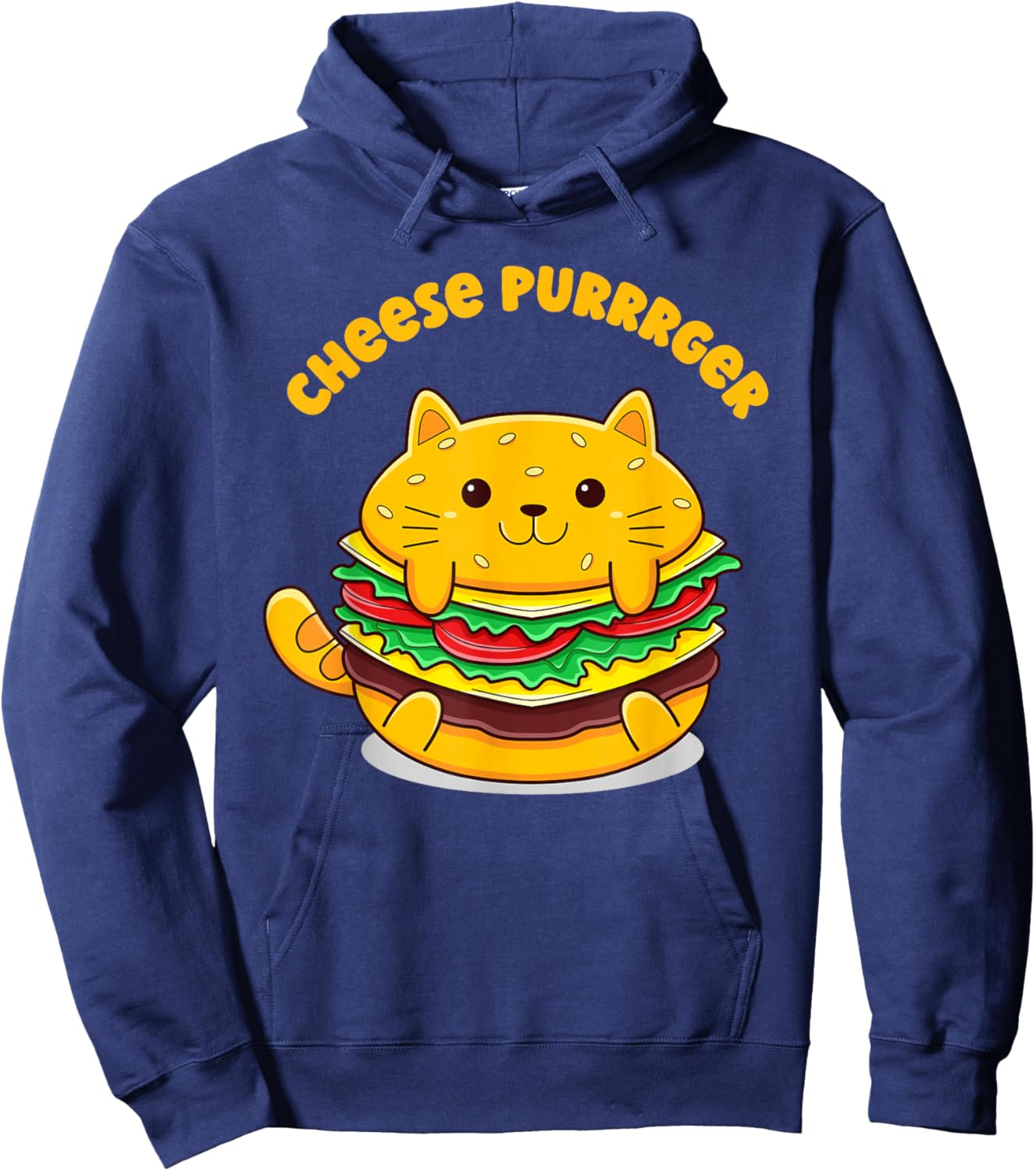Funny Burger Cat Cheese Purrrger Food Lover Hoodie - Hoodie | Navy