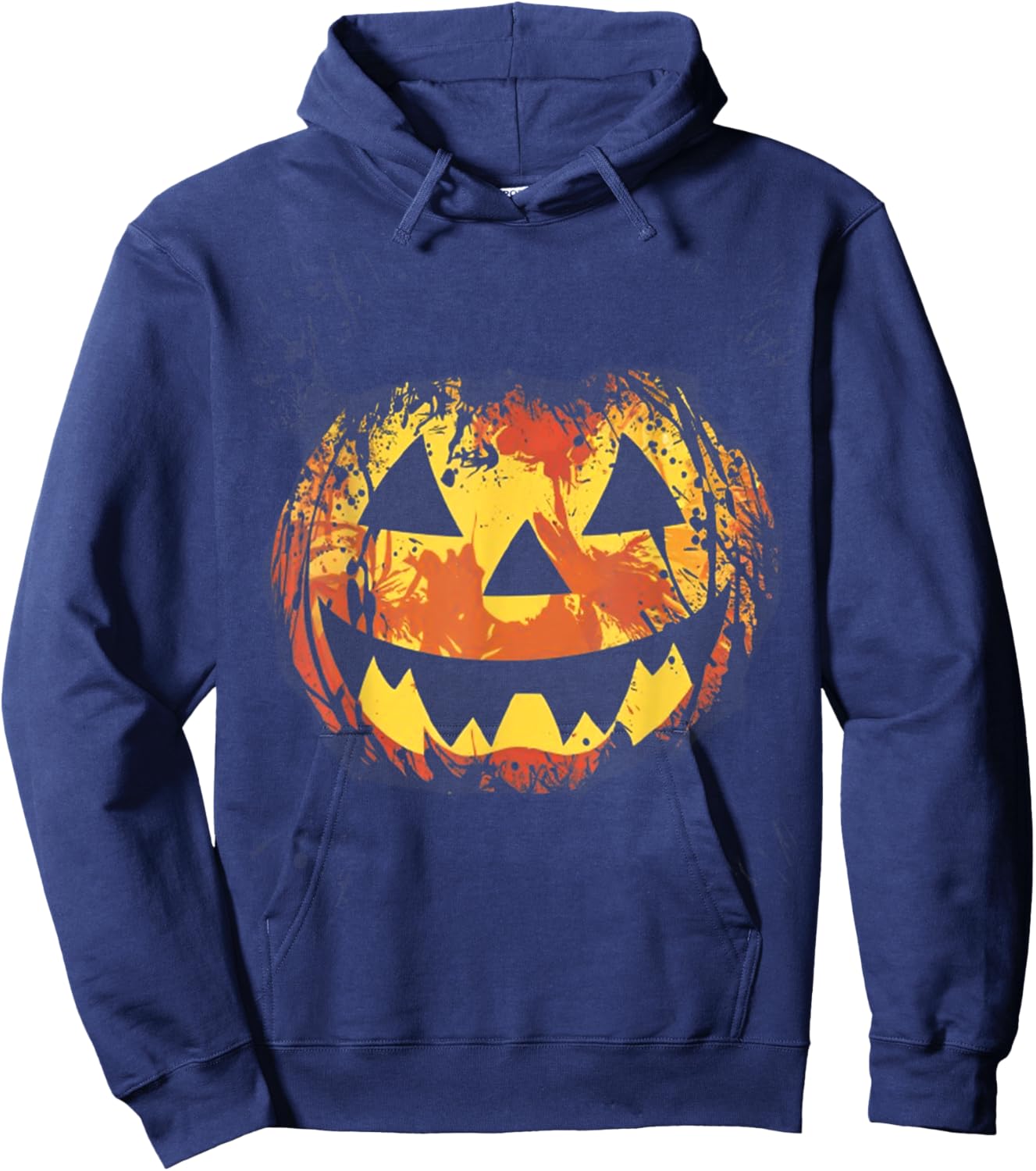 Orange Tie Dye Jack O Lantern Face Halloween Hoodie - Hoodie | Navy