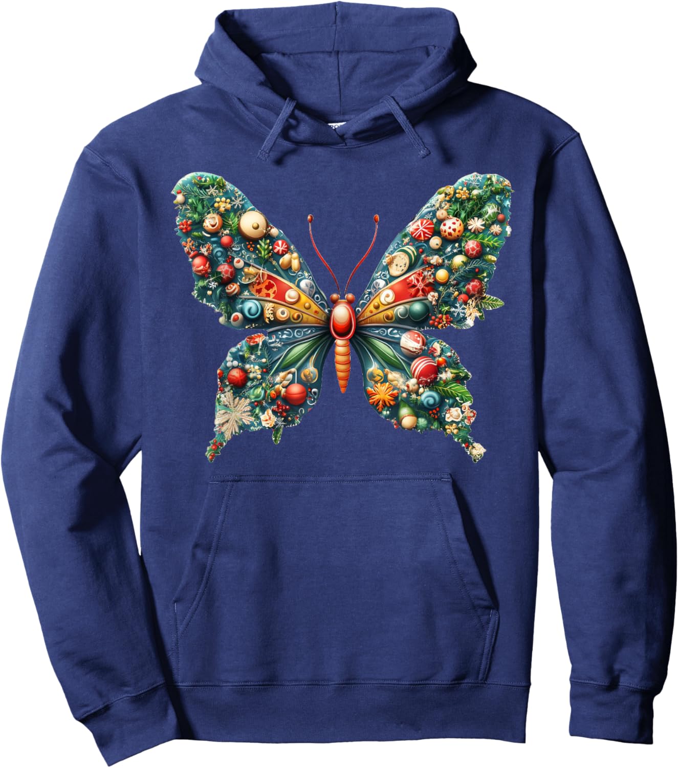Christmas Butterfly Xmas Hoodie - Hoodie | Navy