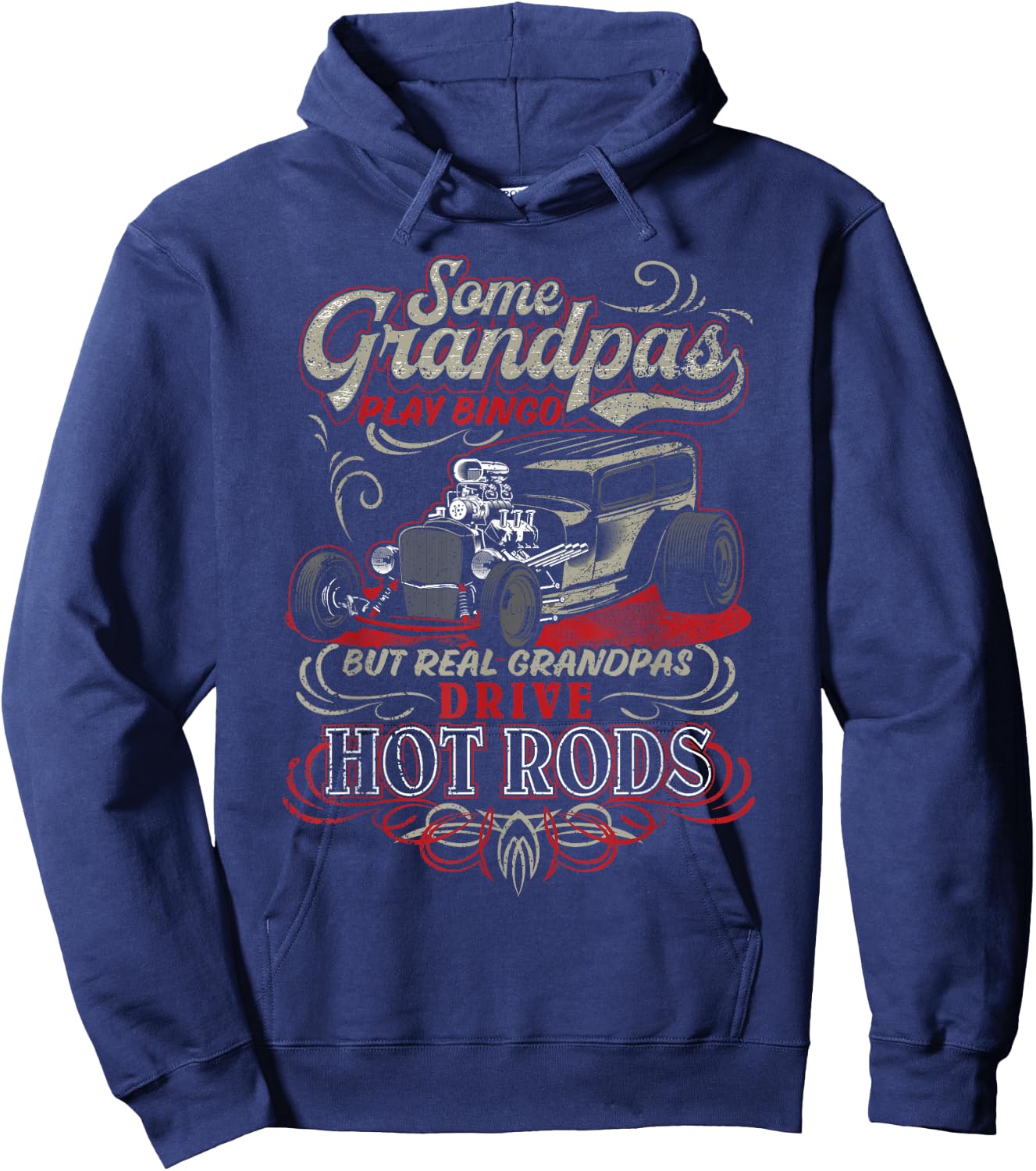 Vintage Hot Rod Grandpa Gift Hoodie - Hoodie | Navy