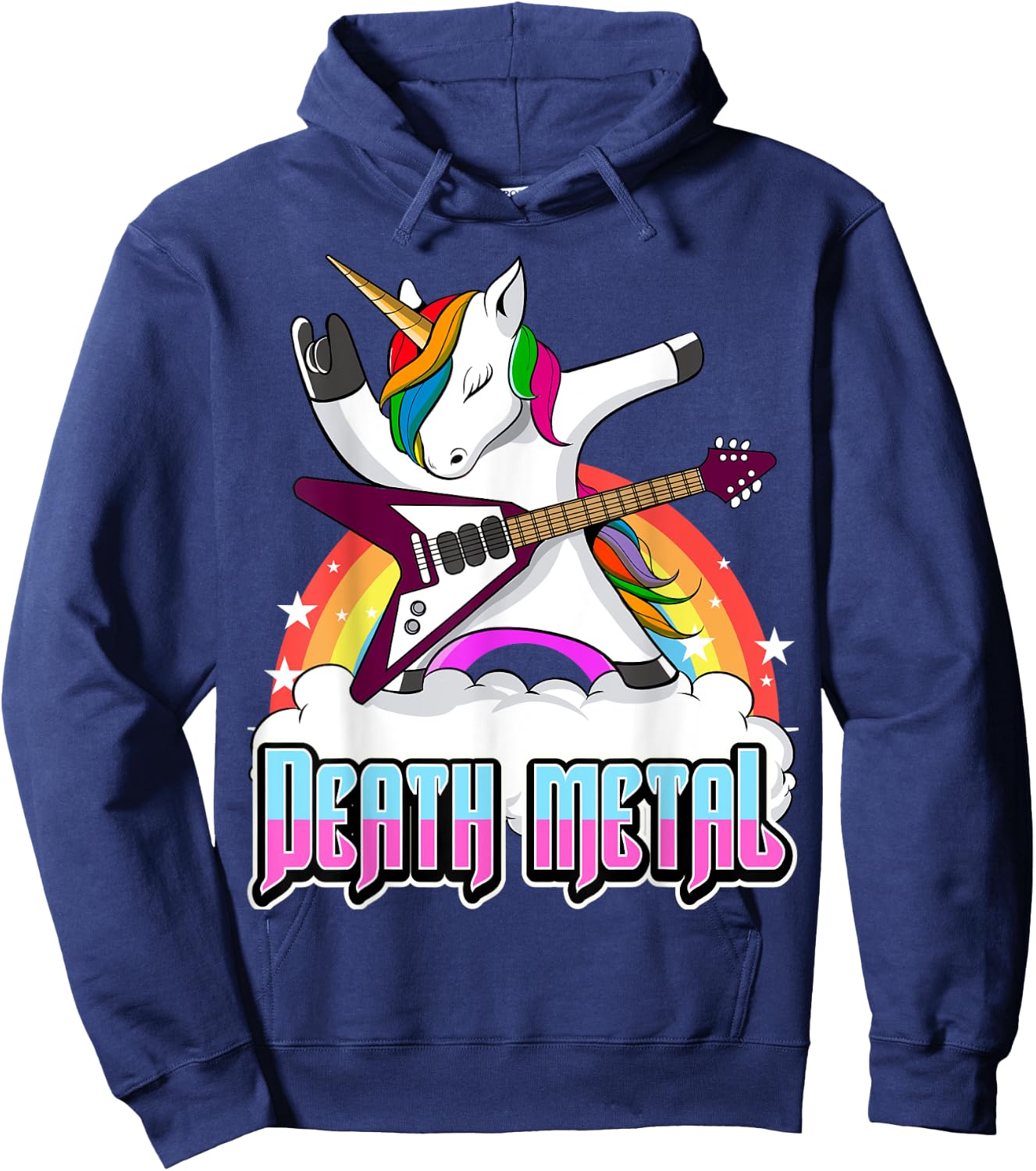 Death Metal Unicorn Funny Metal Heat Hard Rock Hoodie - Hoodie | Navy