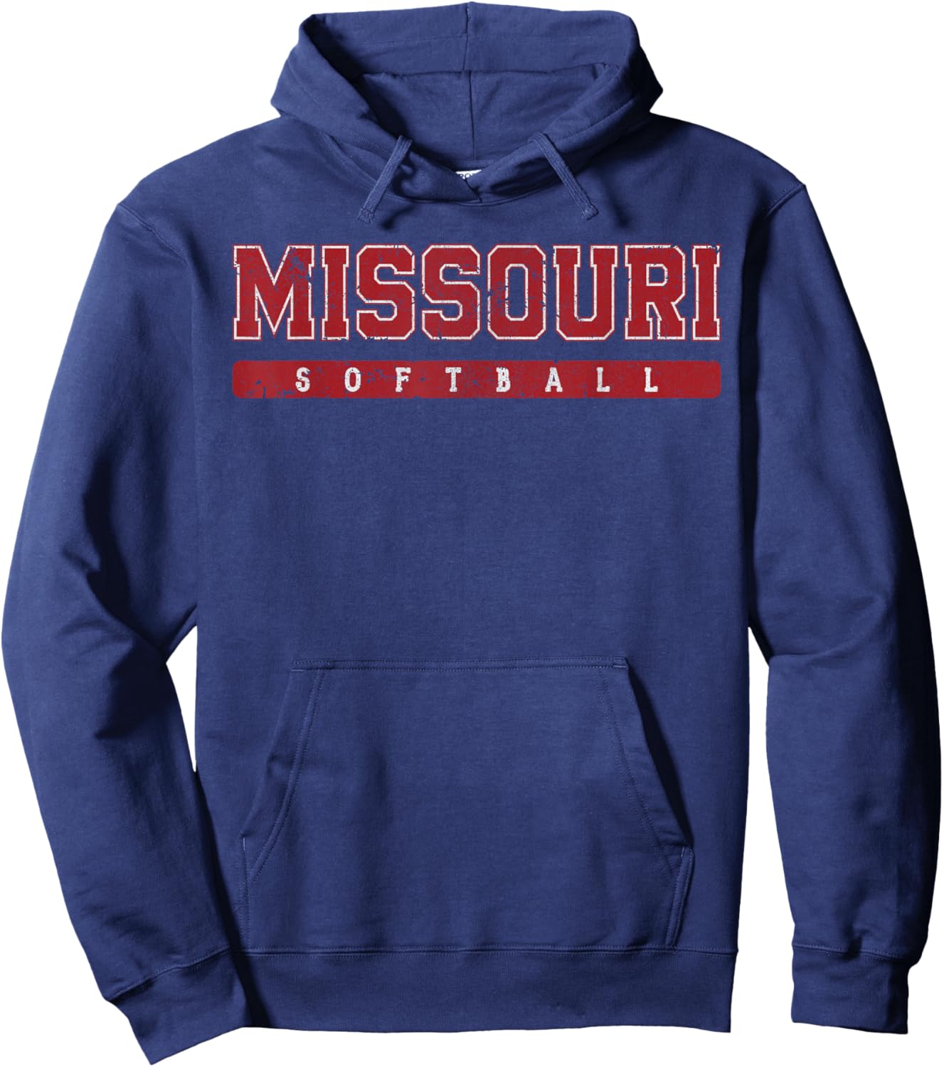 Missouri Softball Red Vintage Text Hoodie - Hoodie | Navy