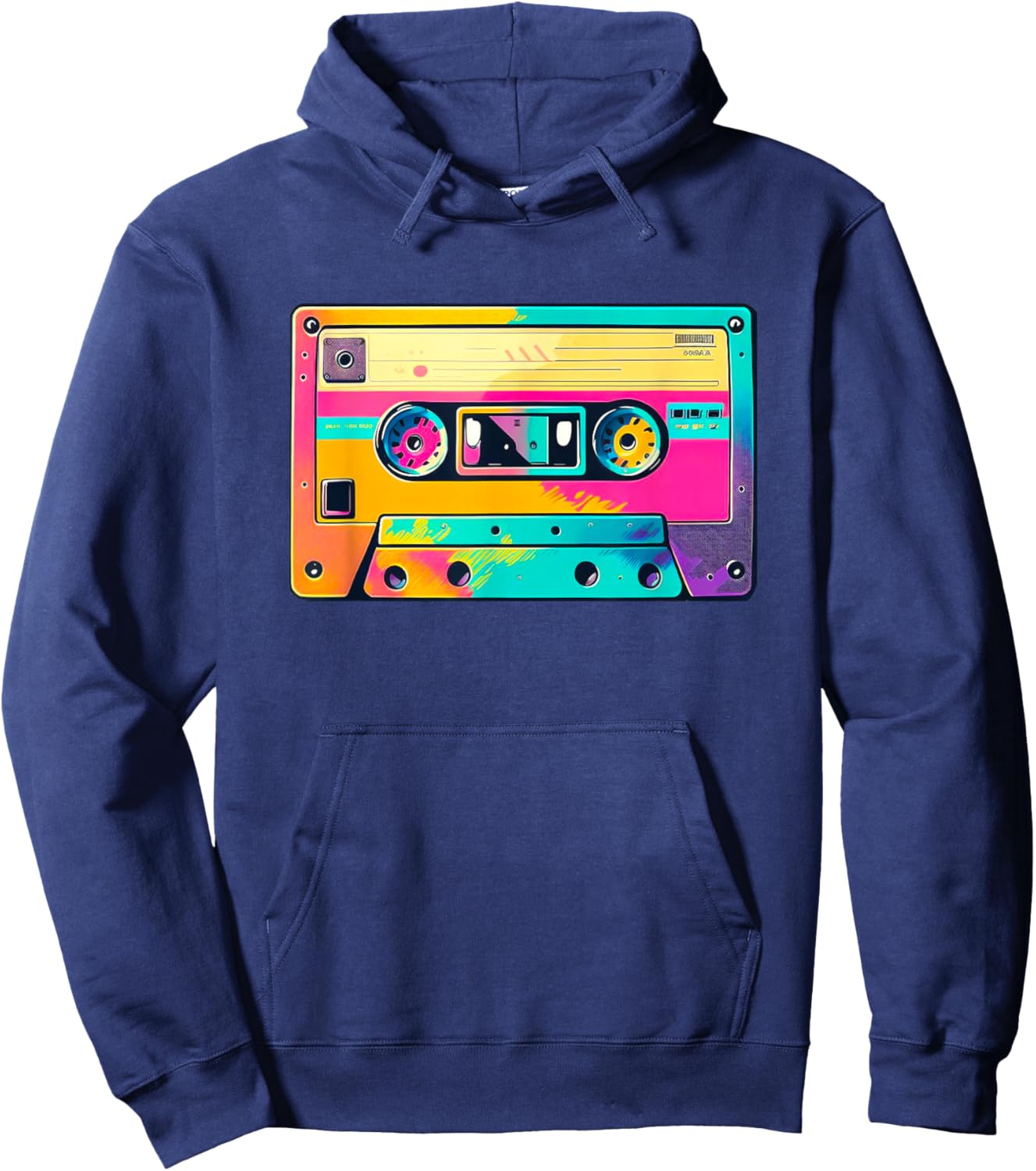 Colorful Cassette Tape 90s Retro Aesthetic Hoodie - Hoodie | Navy