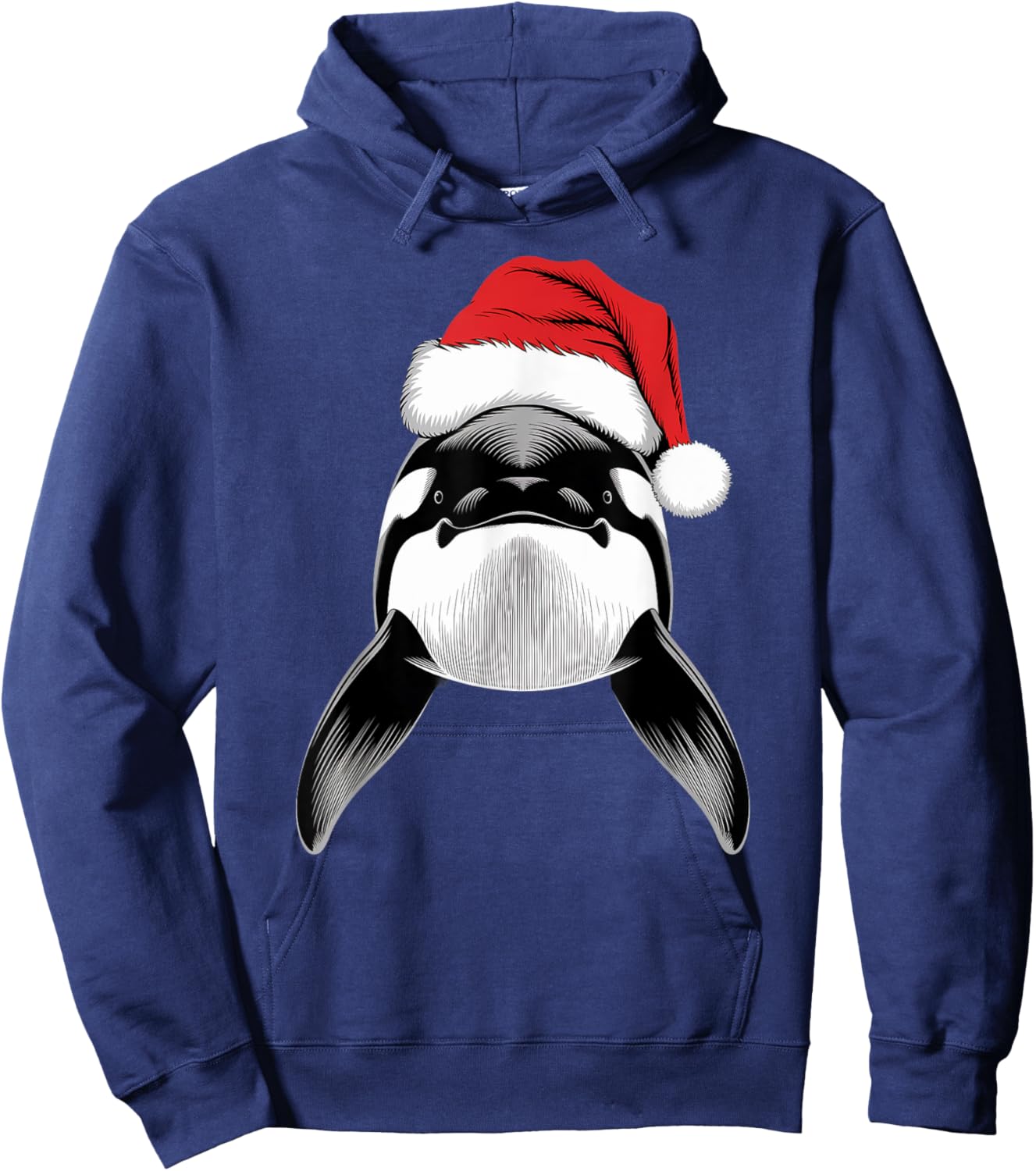 Joyful Orca Santa on Orca Christmas Hoodie - Hoodie | Navy