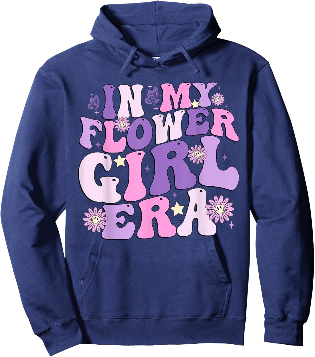 Flower Girl Shirt Groovy In My Flower Girl Era Hoodie - Hoodie | Navy