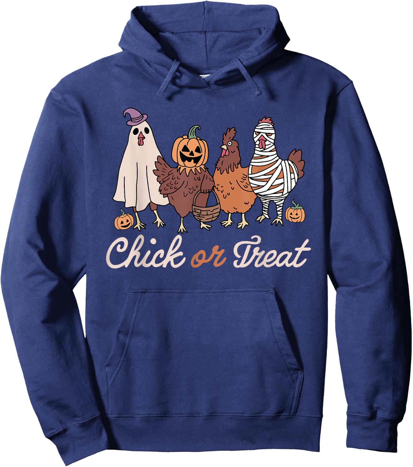 Chick Or Treat Halloween Witch Spooky Chicken Hoodie - Hoodie | Navy