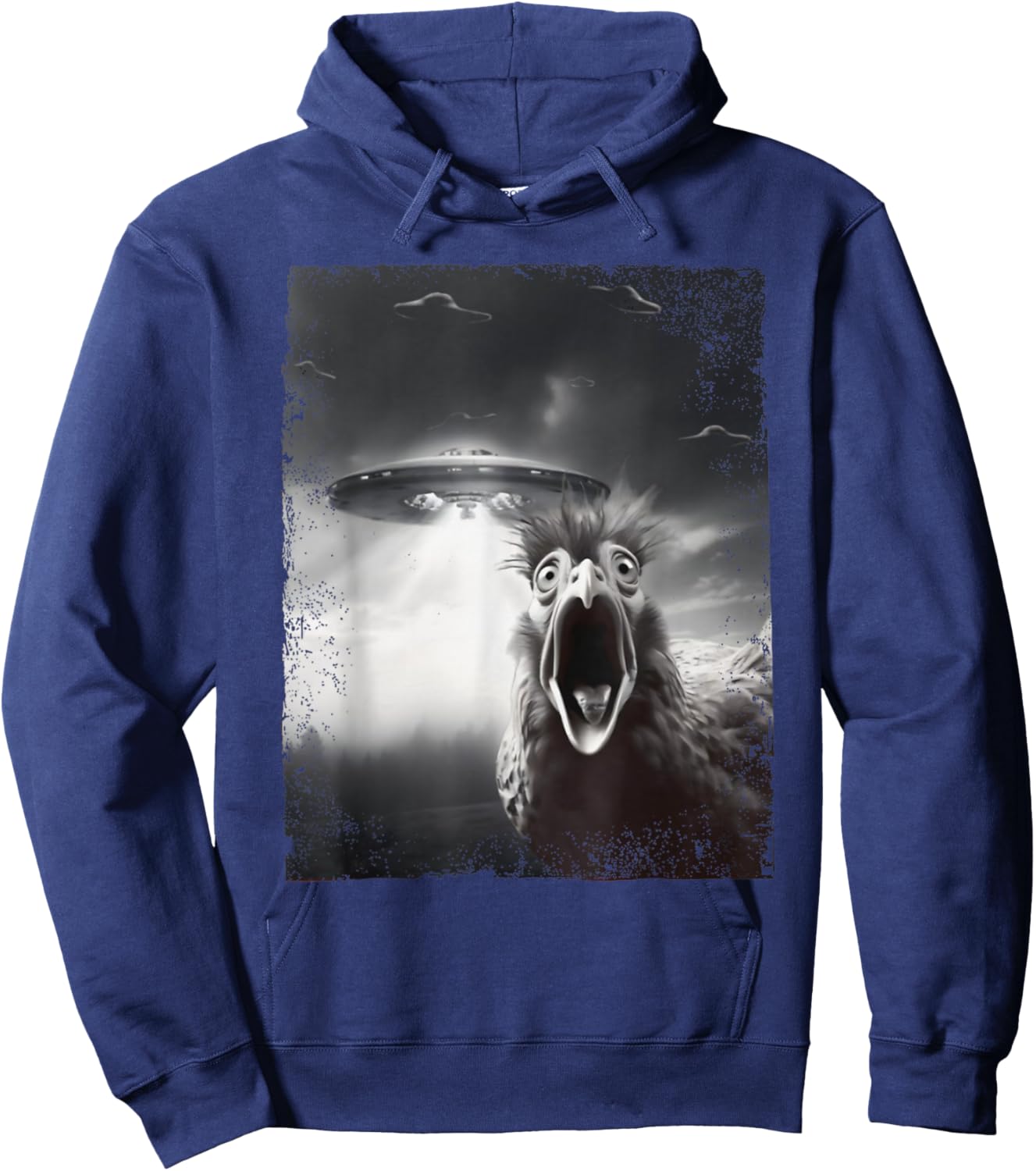 Funny Alien UFO Chicken Selfie with UFOs Weird Hoodie - Hoodie | Navy
