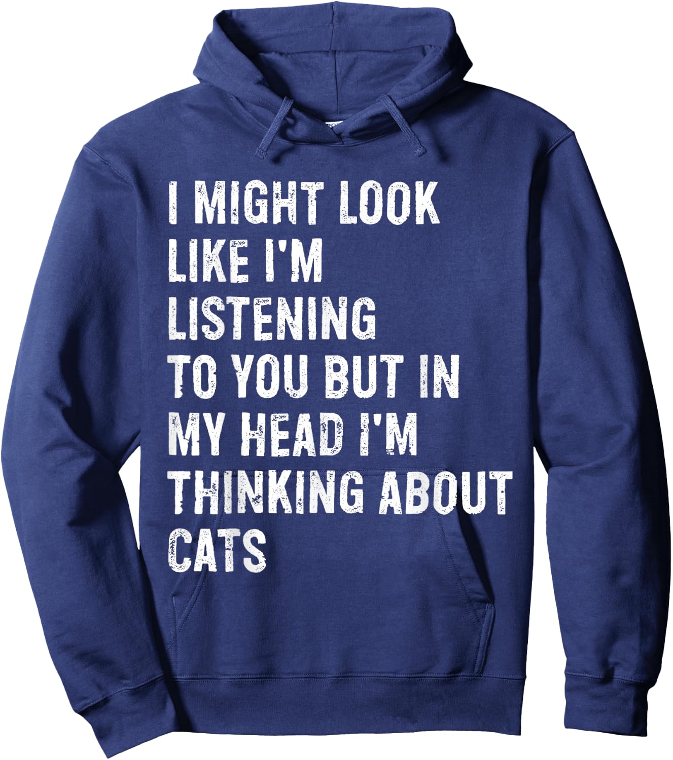 I Might Look Like I'm Listening Cat Hoodie - Hoodie | Navy