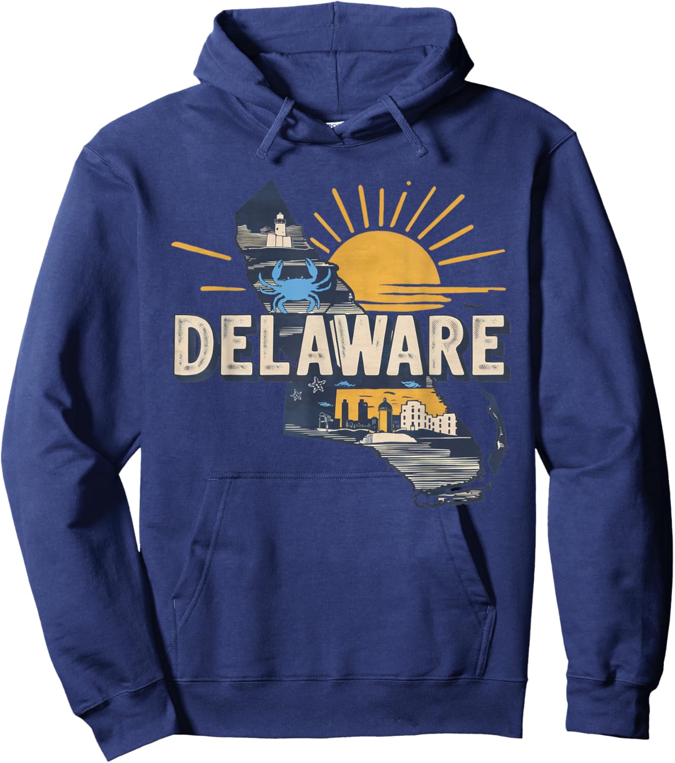 Delaware State of Delaware Retro Delaware Hoodie - Hoodie | Navy