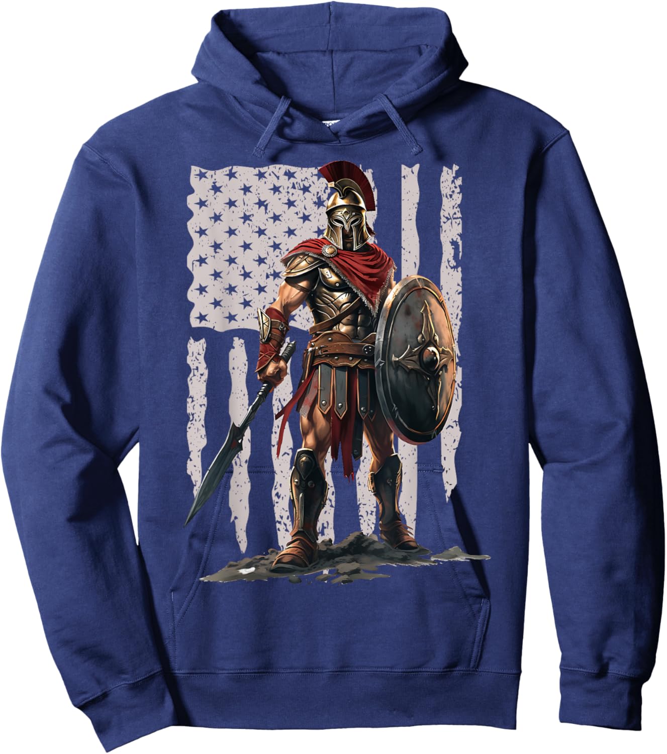 Spartan American Flag Patriotic USA Workout Hoodie - Hoodie | Navy