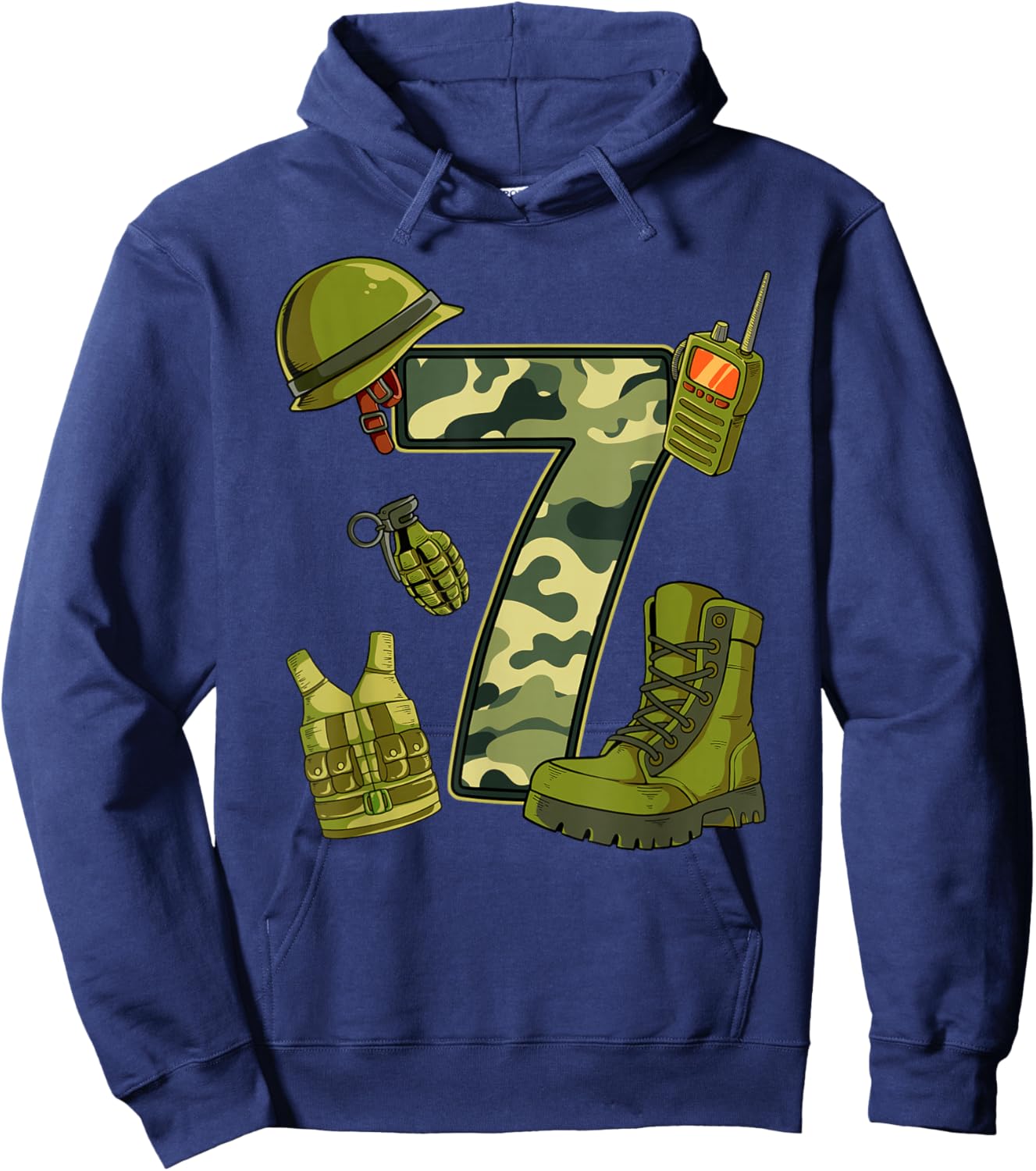 7th Birthday Army Hoodie - Hoodie | Navy
