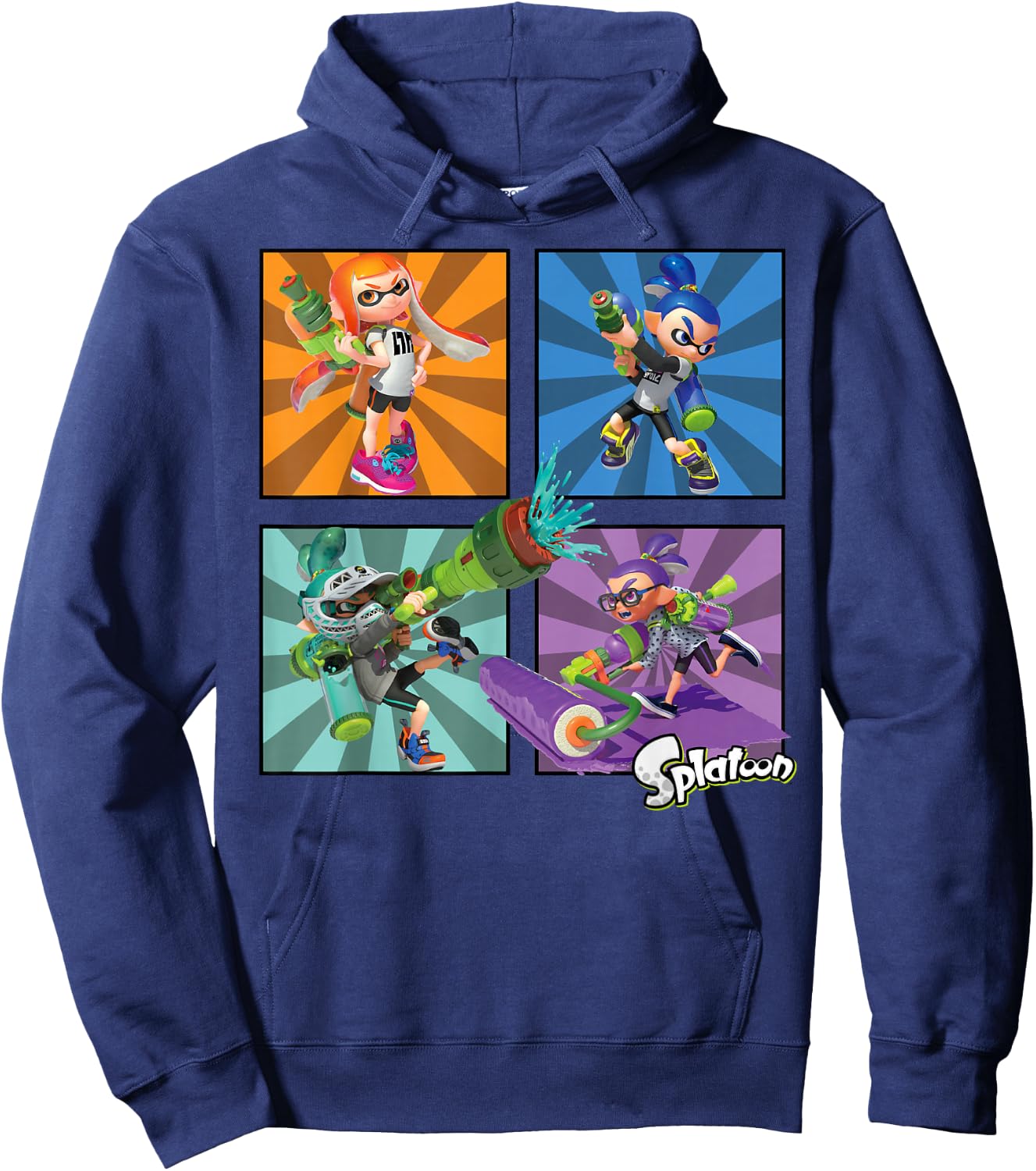 Splatoon Four Character Box Up Hoodie - Hoodie | Navy