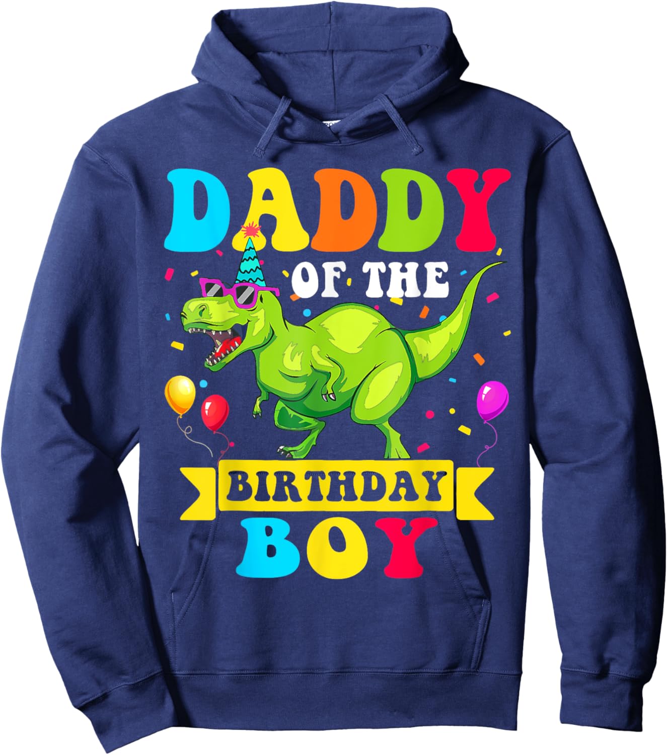 Daddy of the Birthday Boy Dinosaur Raptor Funny Hoodie - Hoodie | Navy
