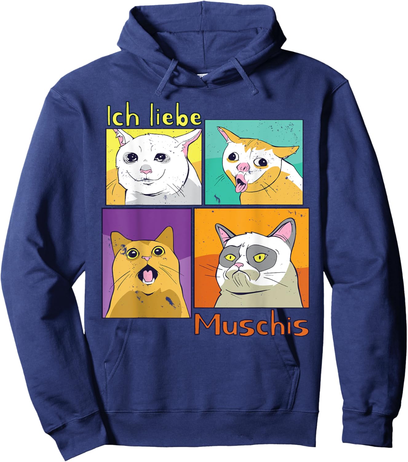 Lustiger Spruch Ich liebe Muschis Katzen Meme Hoodie - Hoodie | Navy
