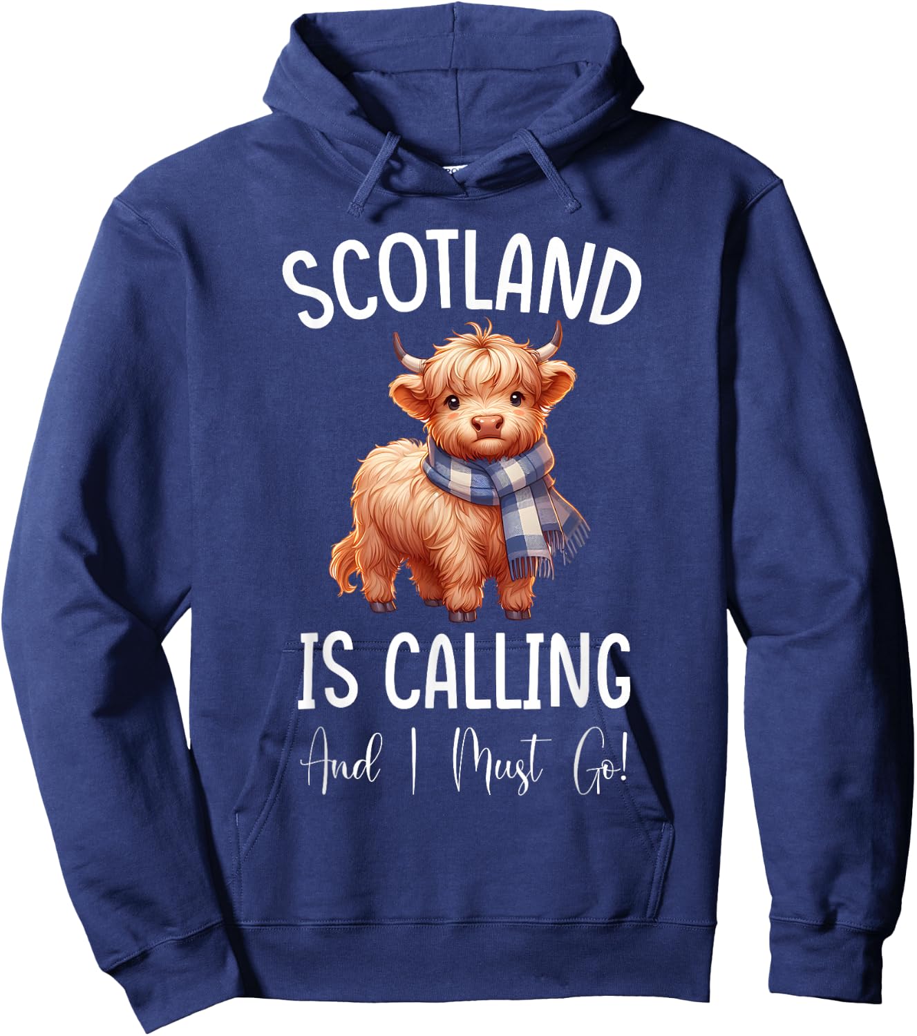 Scotland is Calling and I must Go! Highland Cow Hoodie - Hoodie | Navy