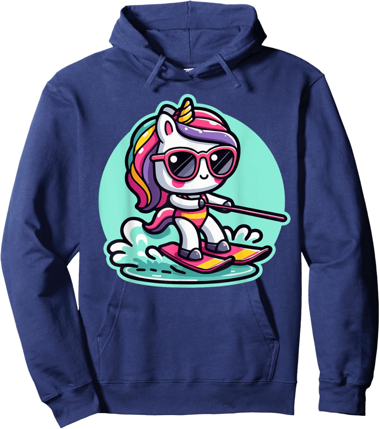 Waterski Girl Waterskier Unicorn Waterski Hoodie - Hoodie | Navy
