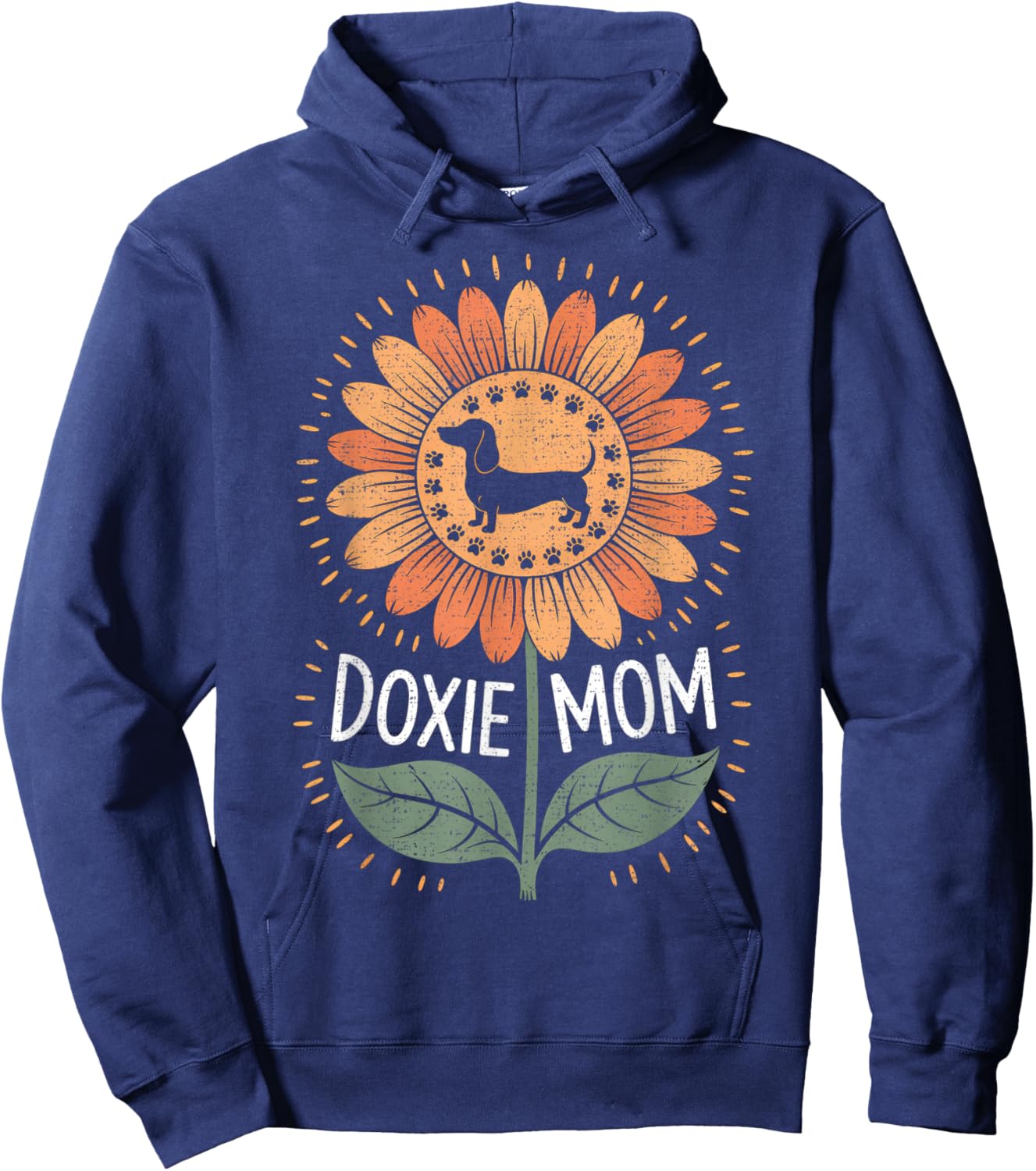 Doxie Mom Sunflower Dachshund Dog Lover Hoodie - Hoodie | Navy