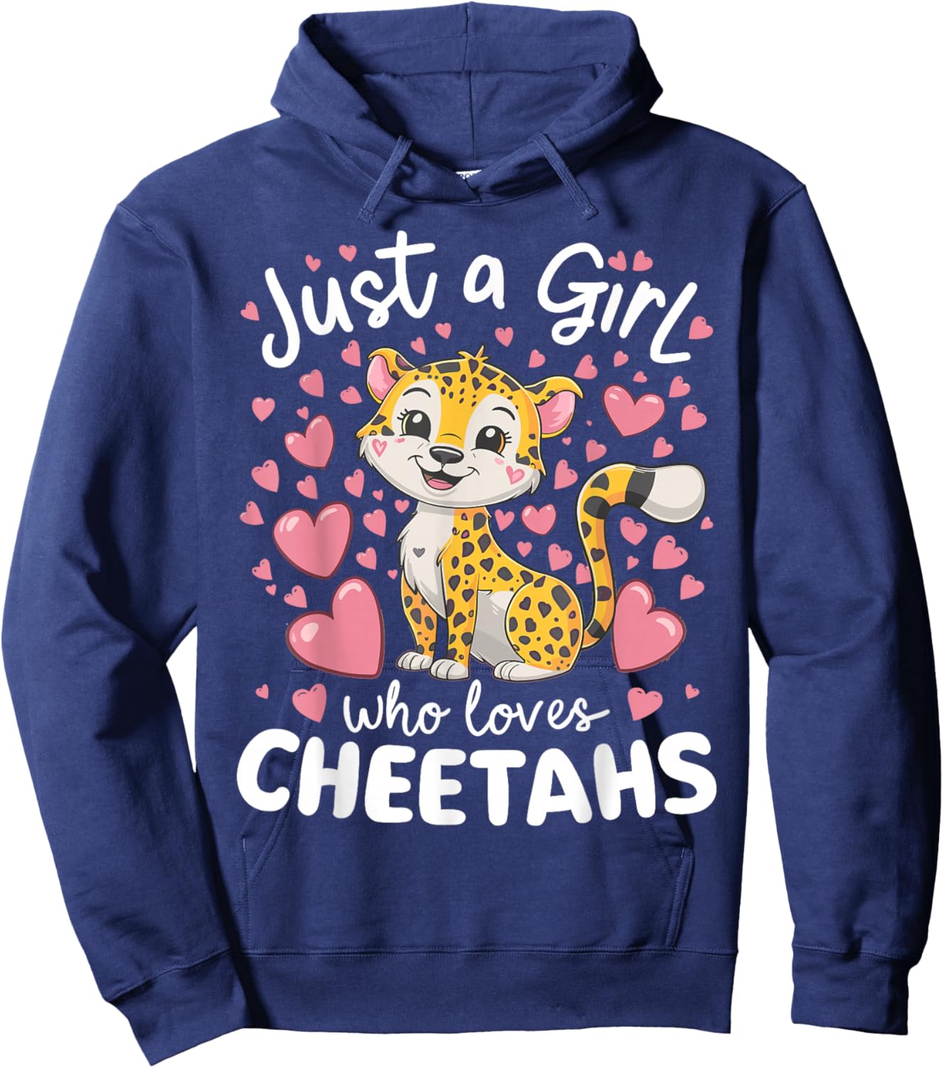 Just a Girl Who Loves Cheetahs African Savanna Hoodie - Hoodie | Navy