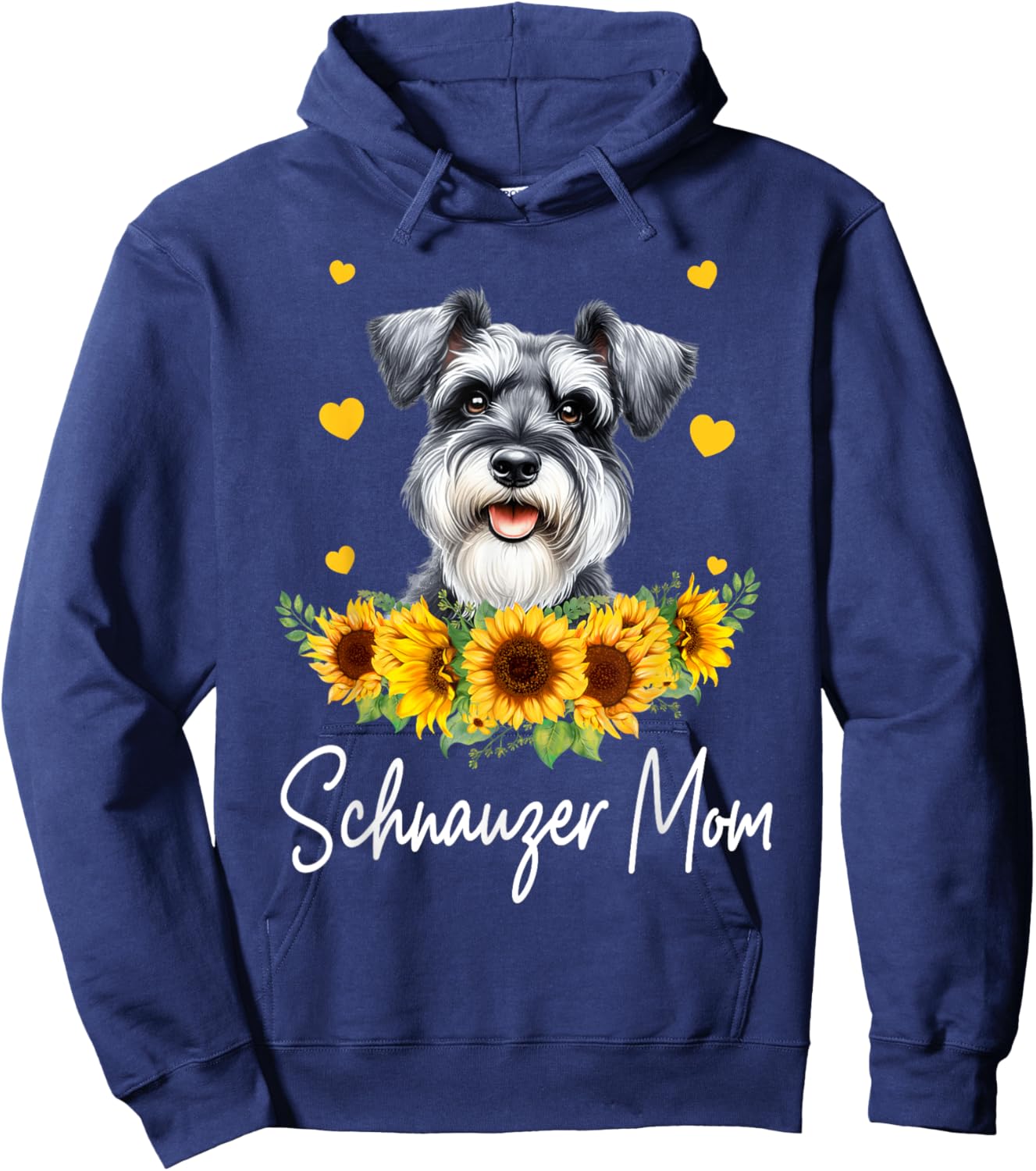Sunflower Schnauzer Mom Dog Lover Hoodie - Hoodie | Navy