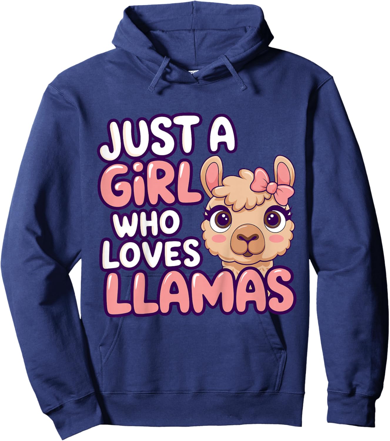 Girl Llama Kids Hoodie - Hoodie | Navy