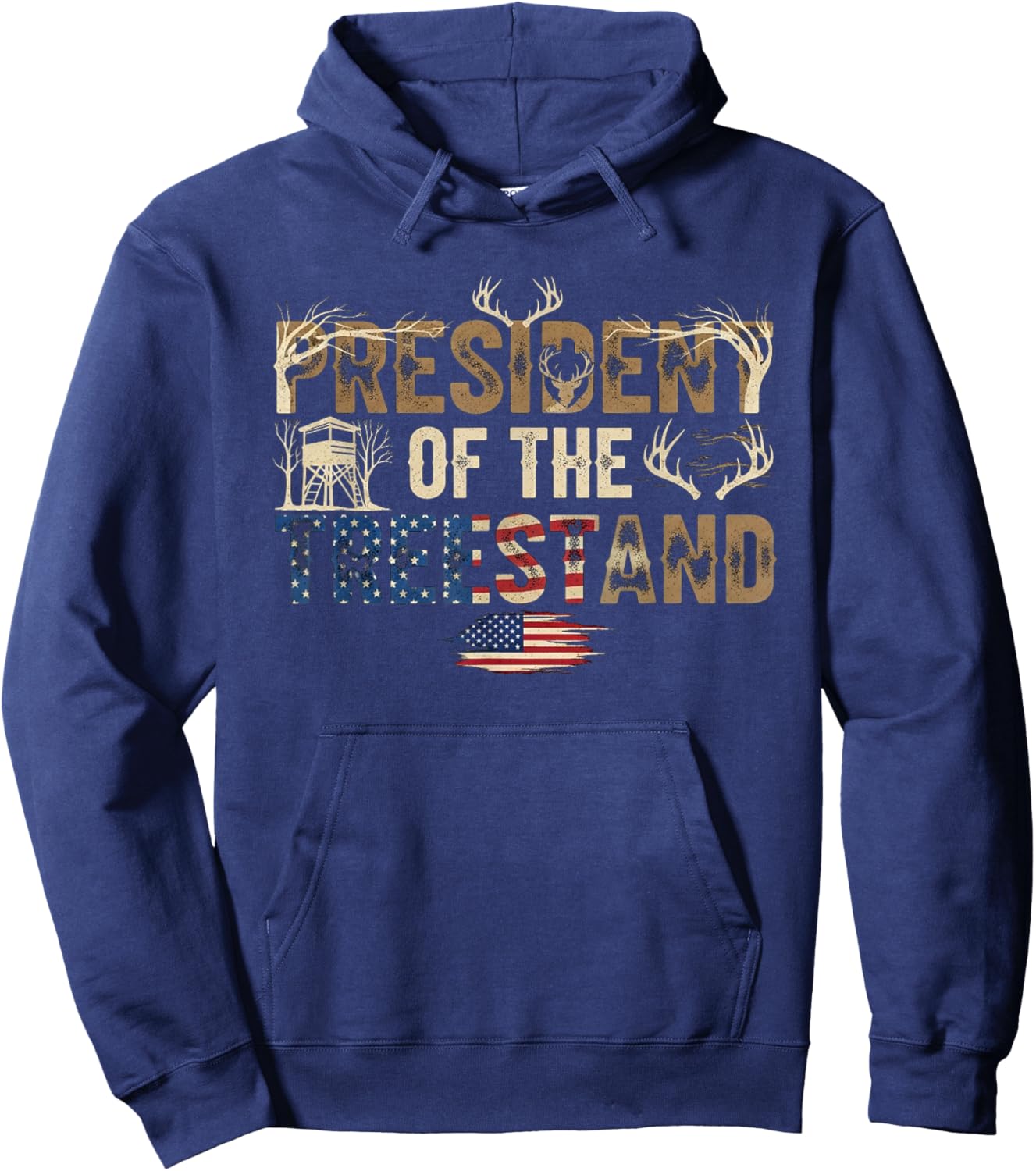 President Tree Stand Hunter - Deer Hunting Hoodie - Hoodie | Navy