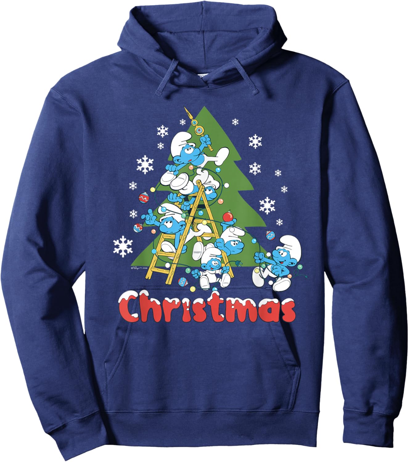 The Smurfs Trim The Christmas Tree Hoodie - Hoodie | Navy
