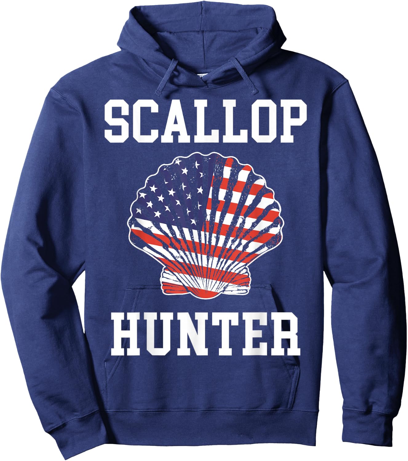American Flag Scallop Hunter Hunting Scalloping Hoodie - Hoodie | Navy