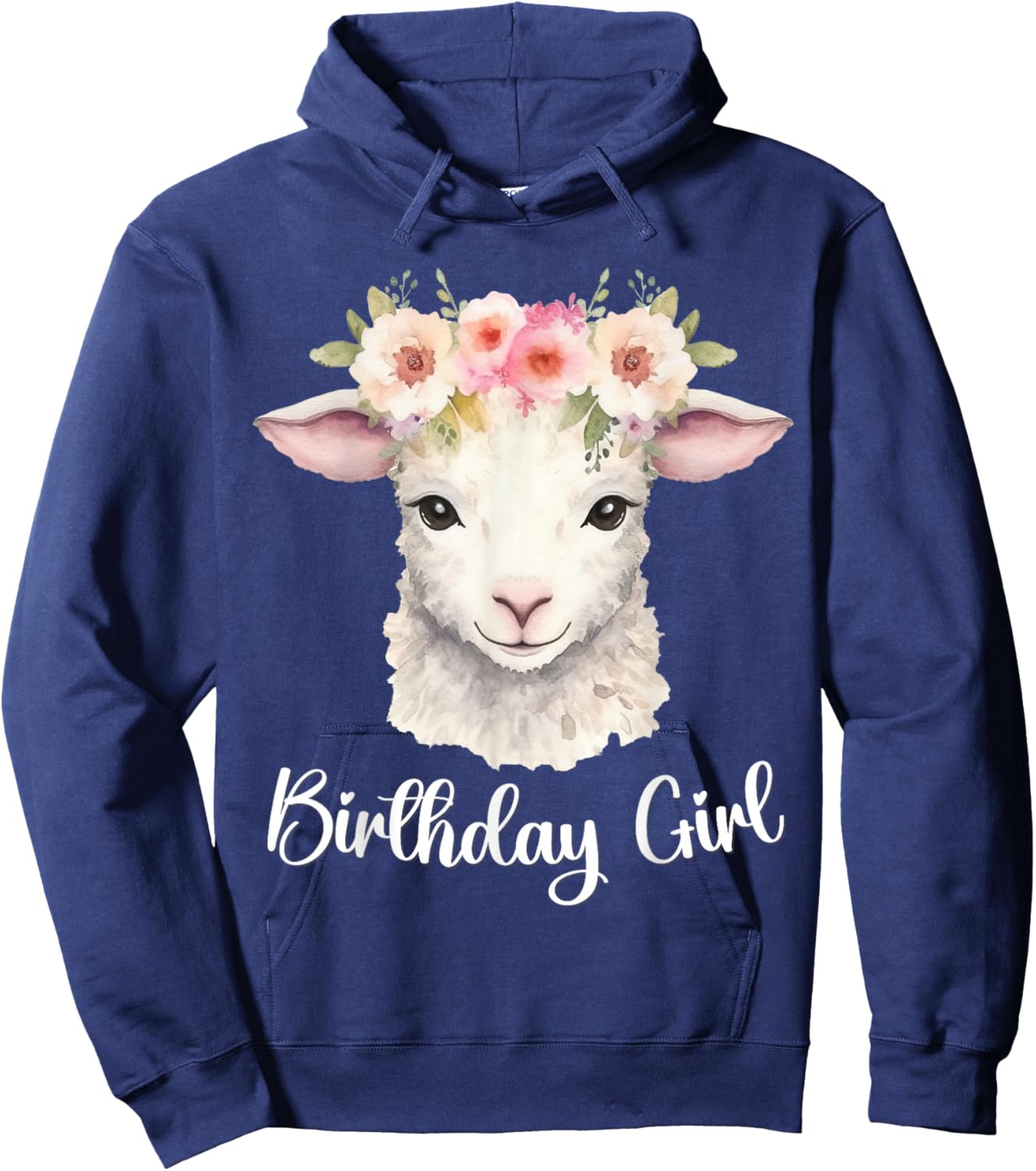 Lamb, Sheep with Flowers for the Birthday Girl Hoodie - Hoodie | Navy