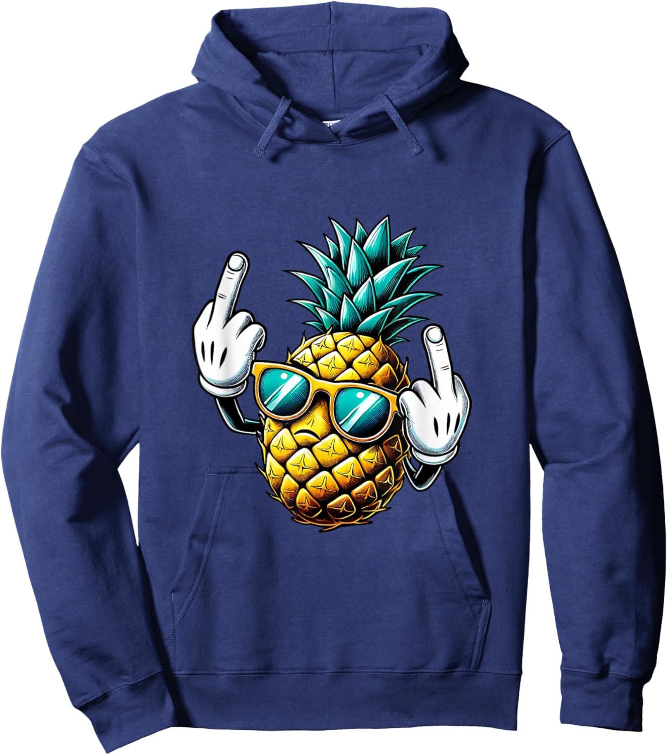 Funny pineapple fruit middle finger meme Hoodie - Hoodie | Navy