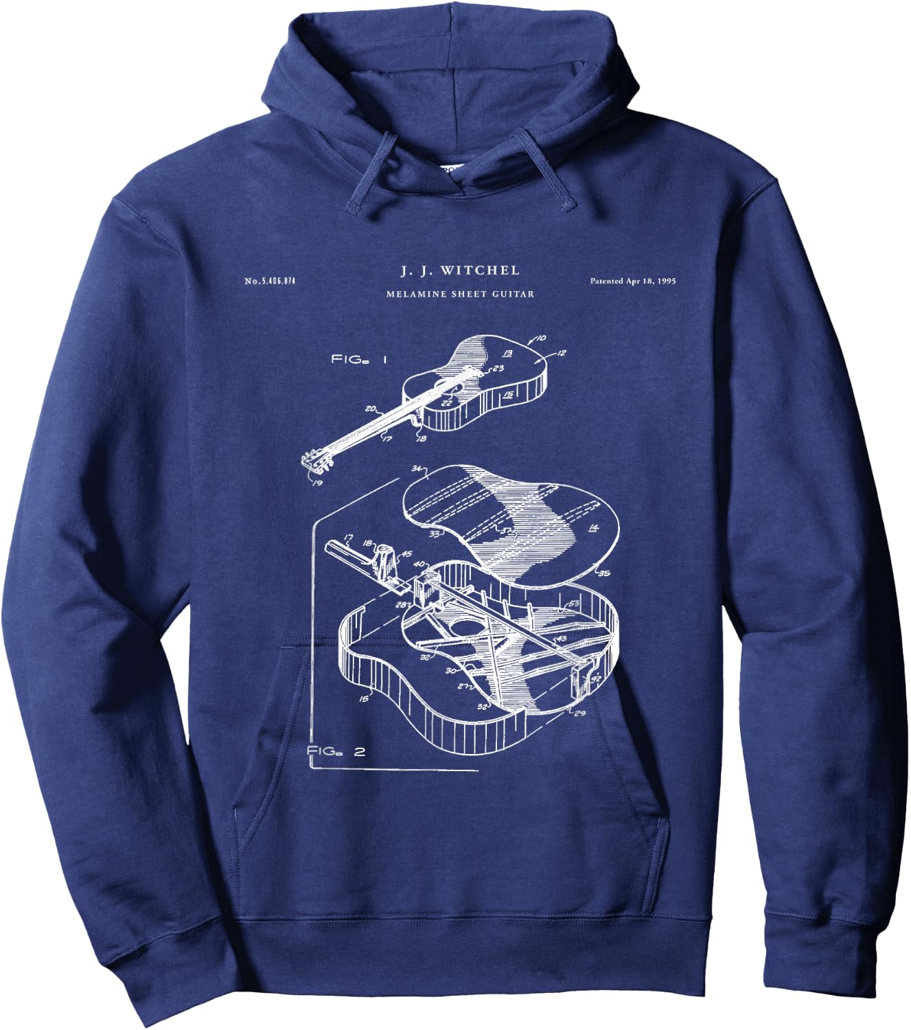 Martin Guitar Patent - Music Hoodie - Hoodie | Navy