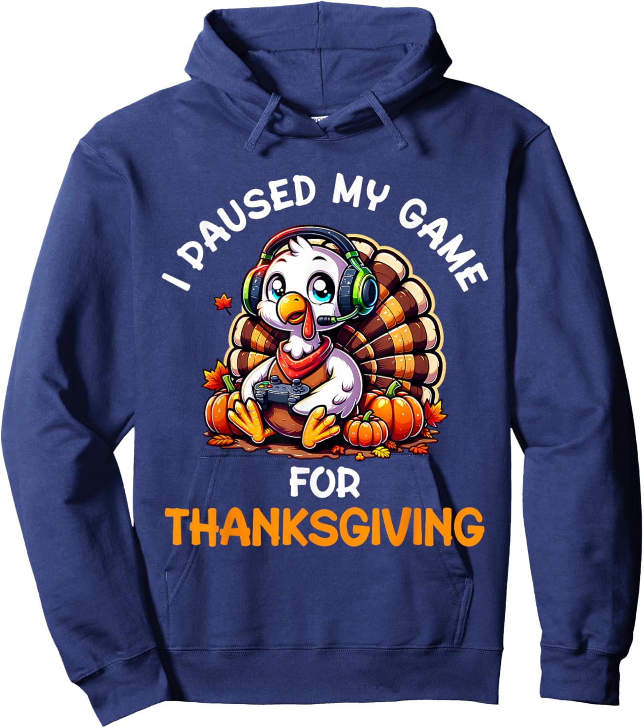 Thanksgiving Gamer Turkey Shirt For Boys Kids Hoodie - Hoodie | Navy