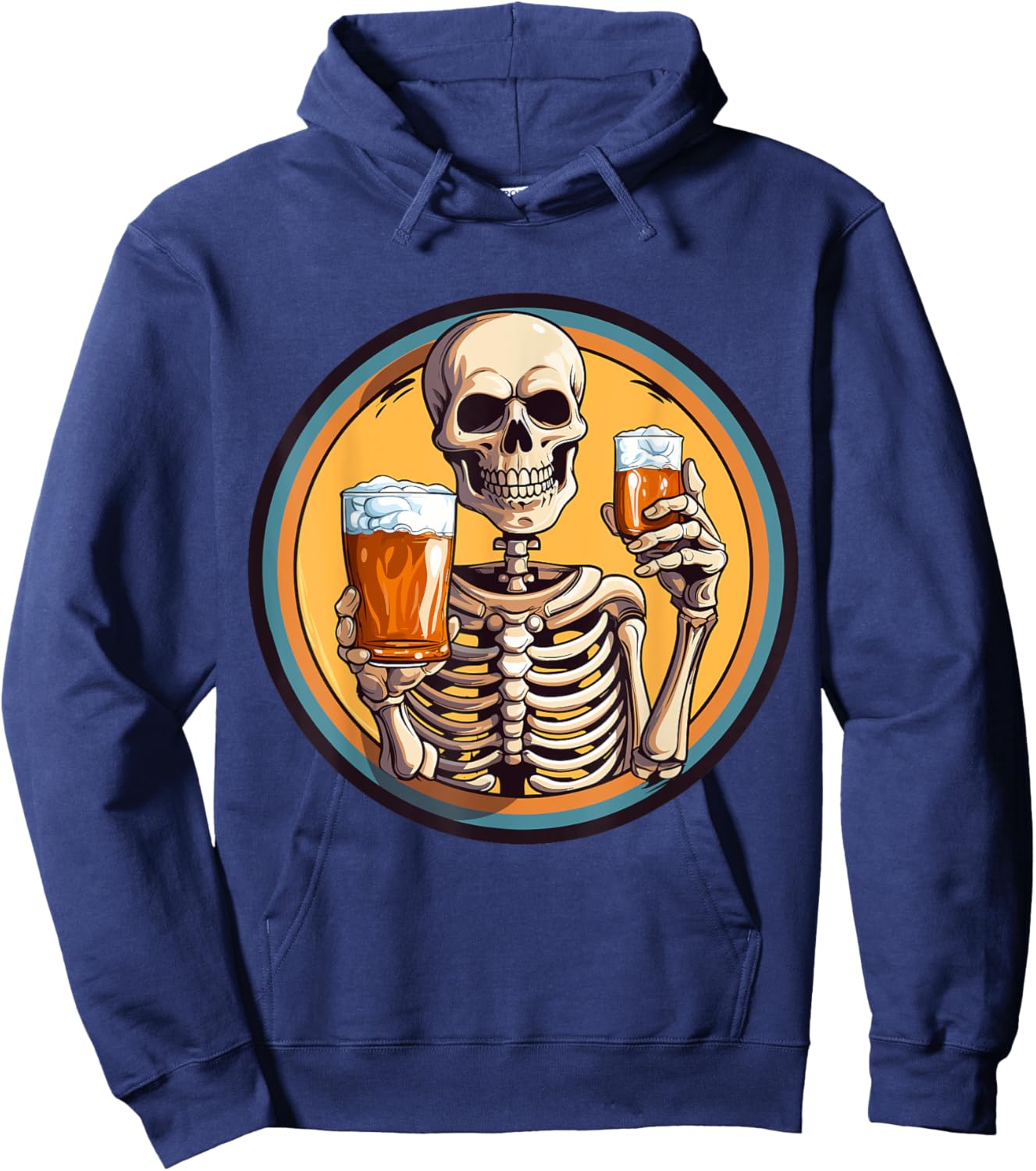 Halloween Skeleton Drinking Beer Hoodie - Hoodie | Navy