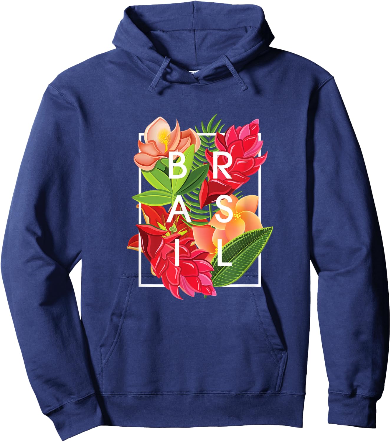 Flowers of Brazil Word Art - Brazilian Pride Hoodie - Hoodie | Navy