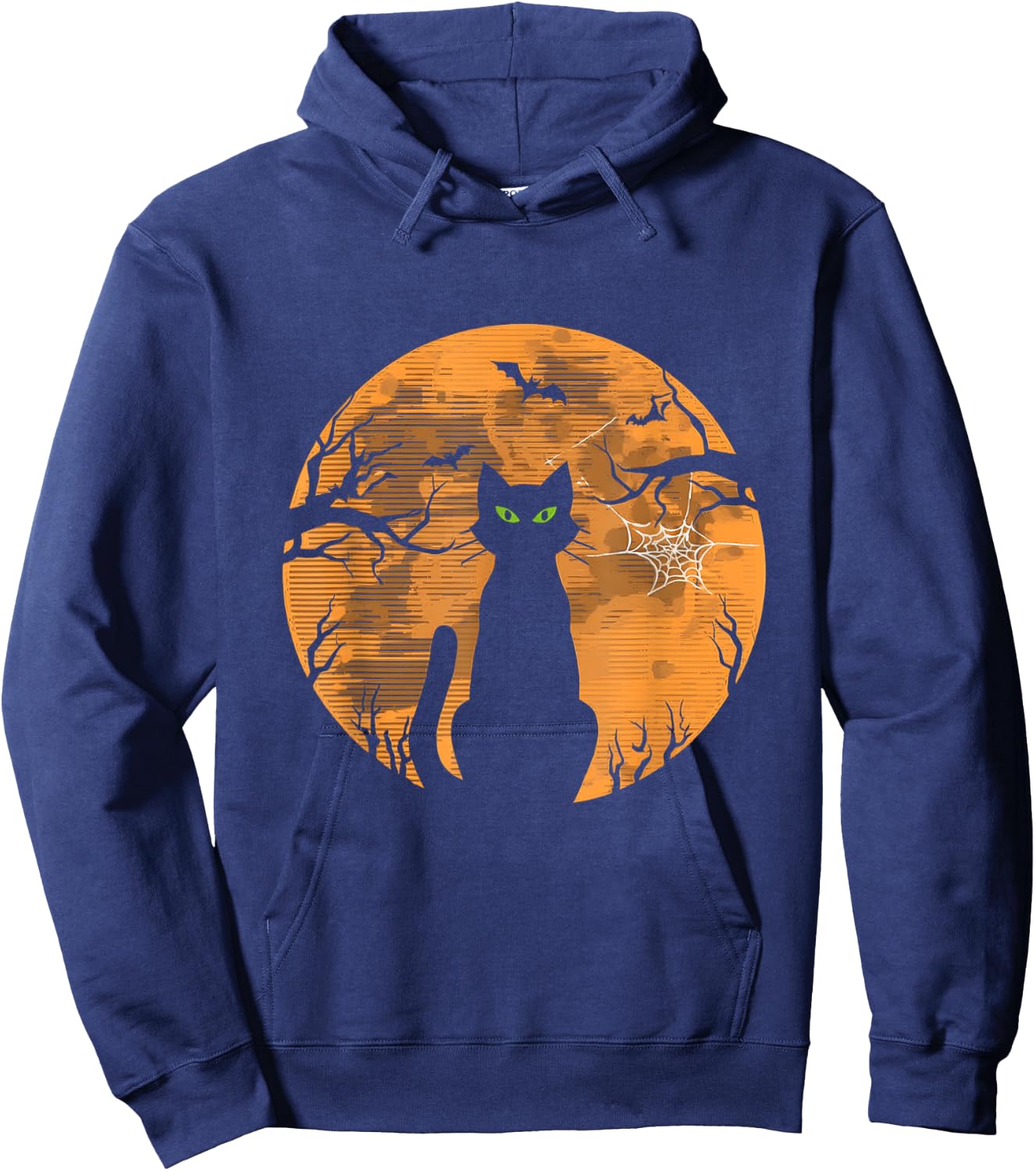 Vintage Halloween Cat Retro Moon Hoodie - Hoodie | Navy