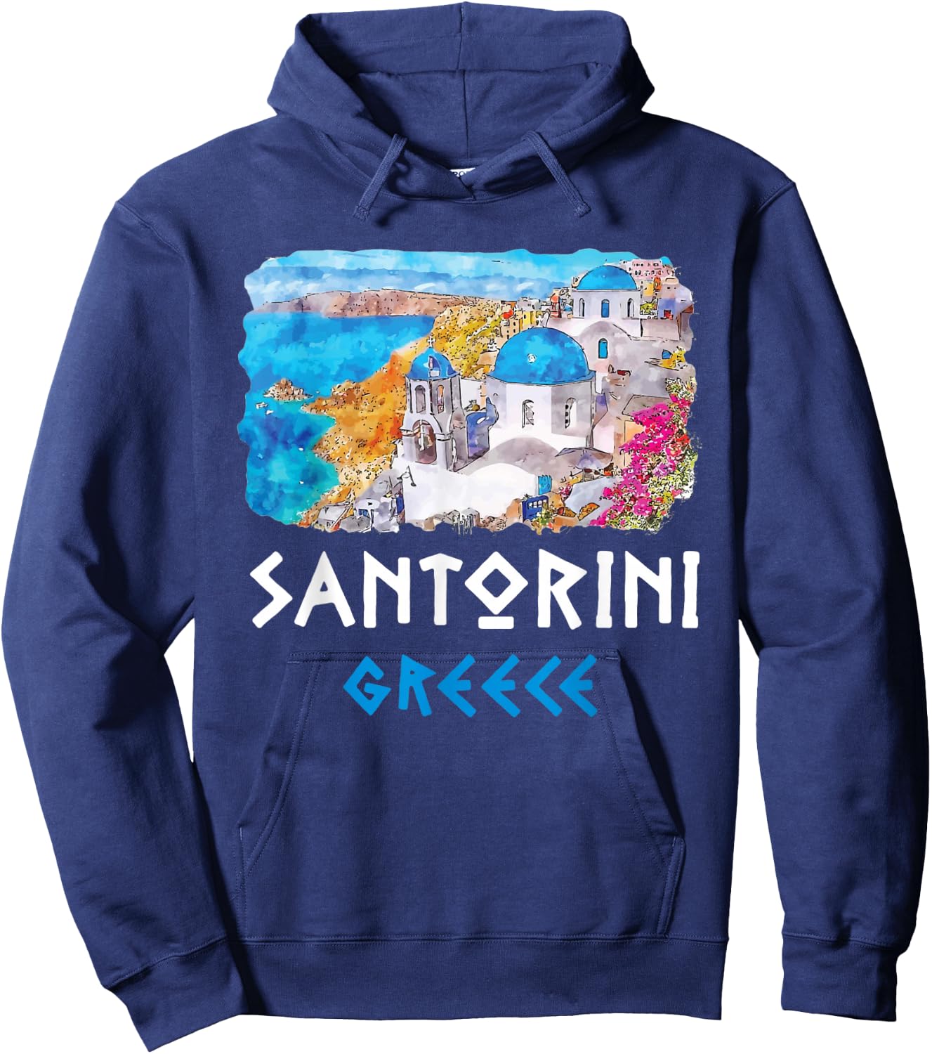 Santorini Greece Painting Souvenir Hoodie - Hoodie | Navy