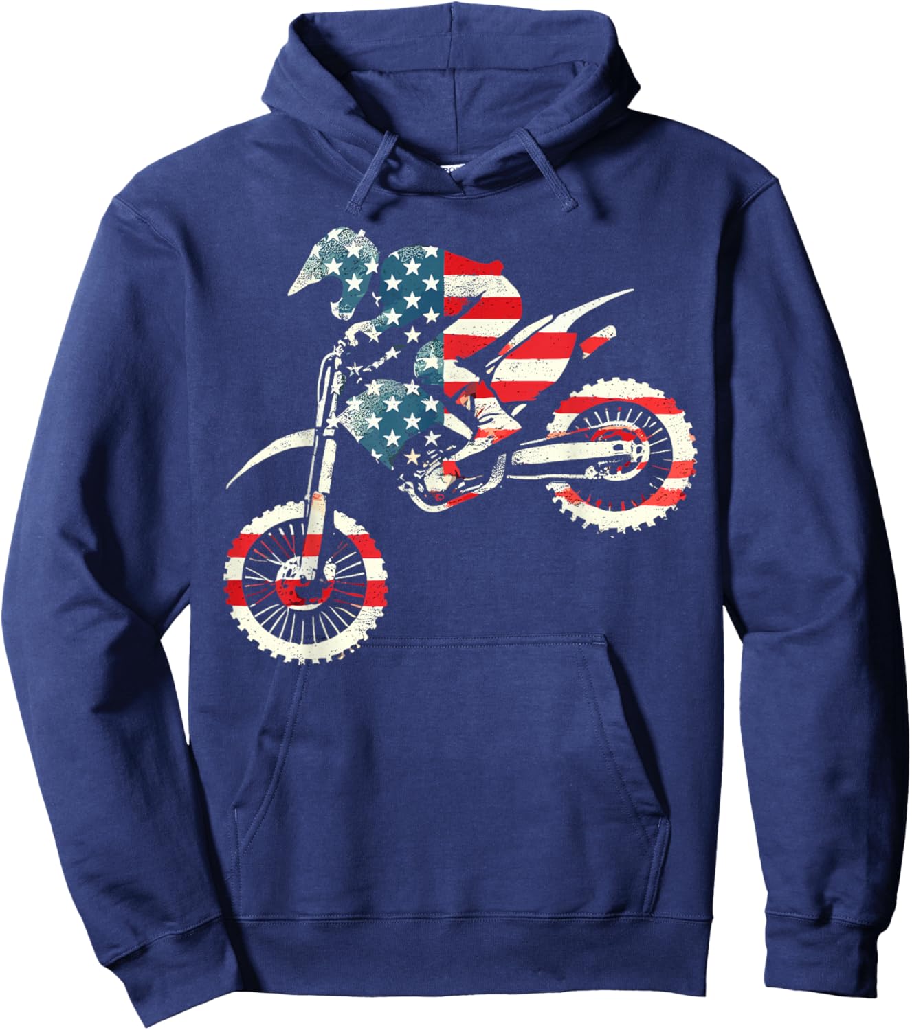Dirt Bike American Flag Motocross Enduro Hoodie - Hoodie | Navy