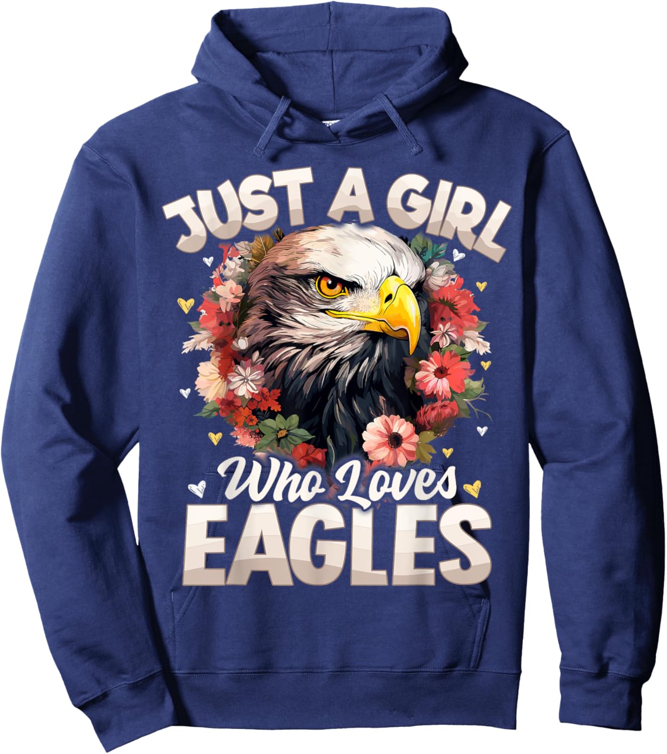 Just A Girl Who Loves Eagle Floral Women Girls Hoodie - Hoodie | Navy