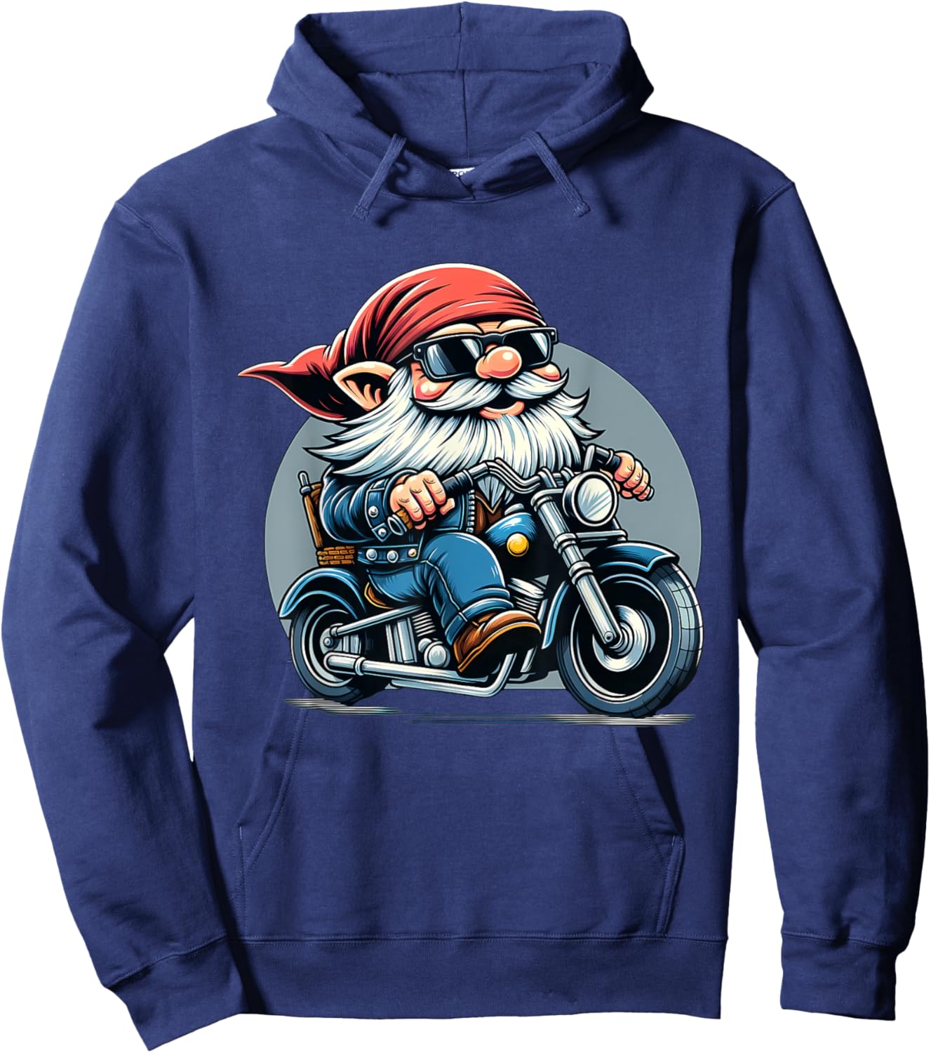 Biker Gnome Riding Motorbike Hoodie - Hoodie | Navy