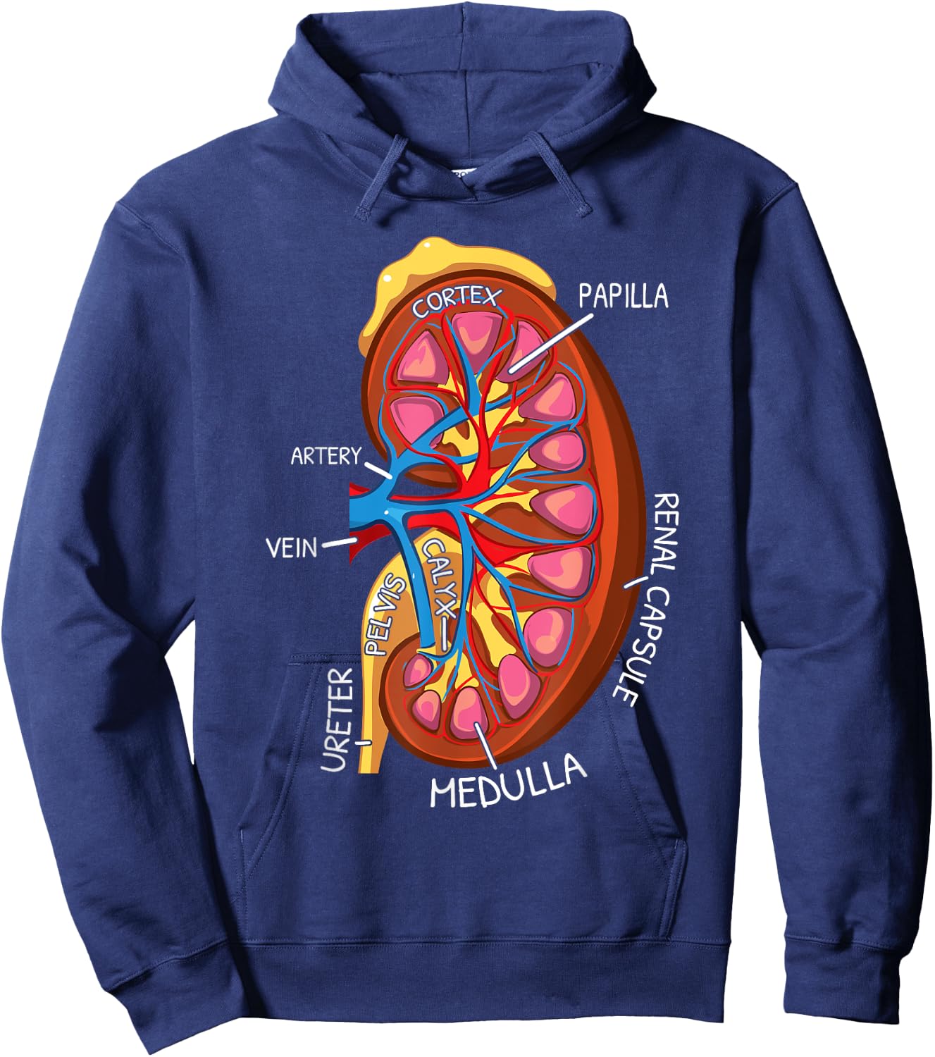 Kidney Anatomy Nephrology Dialysis Nurse Hoodie - Hoodie | Navy