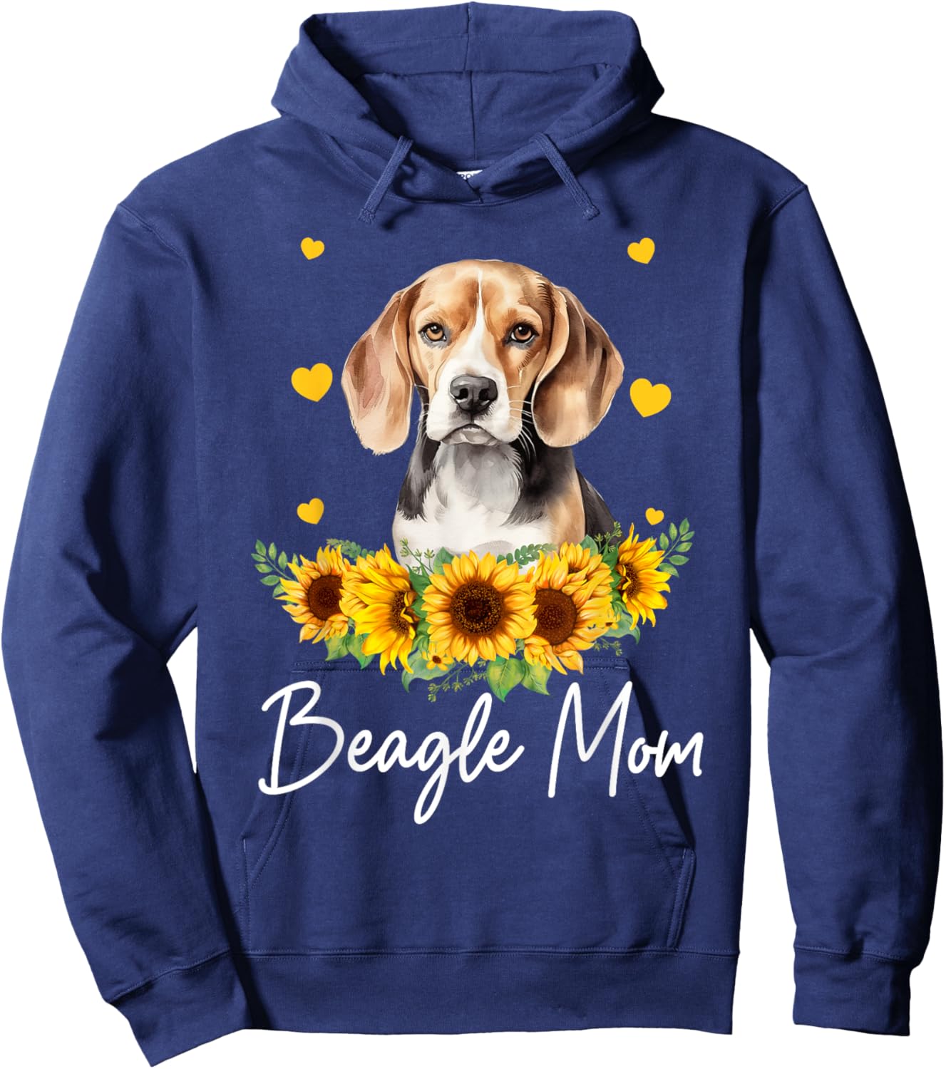 Sunflower Beagle Mom Dog Lover Hoodie - Hoodie | Navy