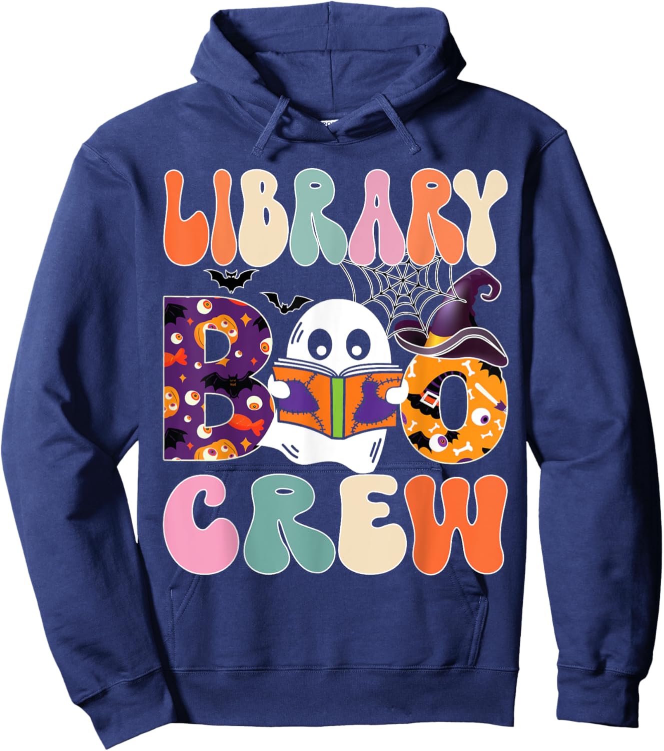 Library Boo Crew Halloween Library Book Lovers Hoodie - Hoodie | Navy