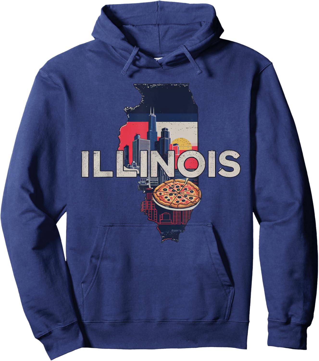Illinois State of Illinois Retro Illinois Hoodie - Hoodie | Navy