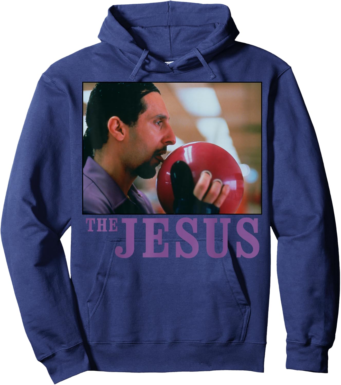 The Big Lebowski Jesus Licking the Bowling Ball Hoodie - Hoodie | Navy