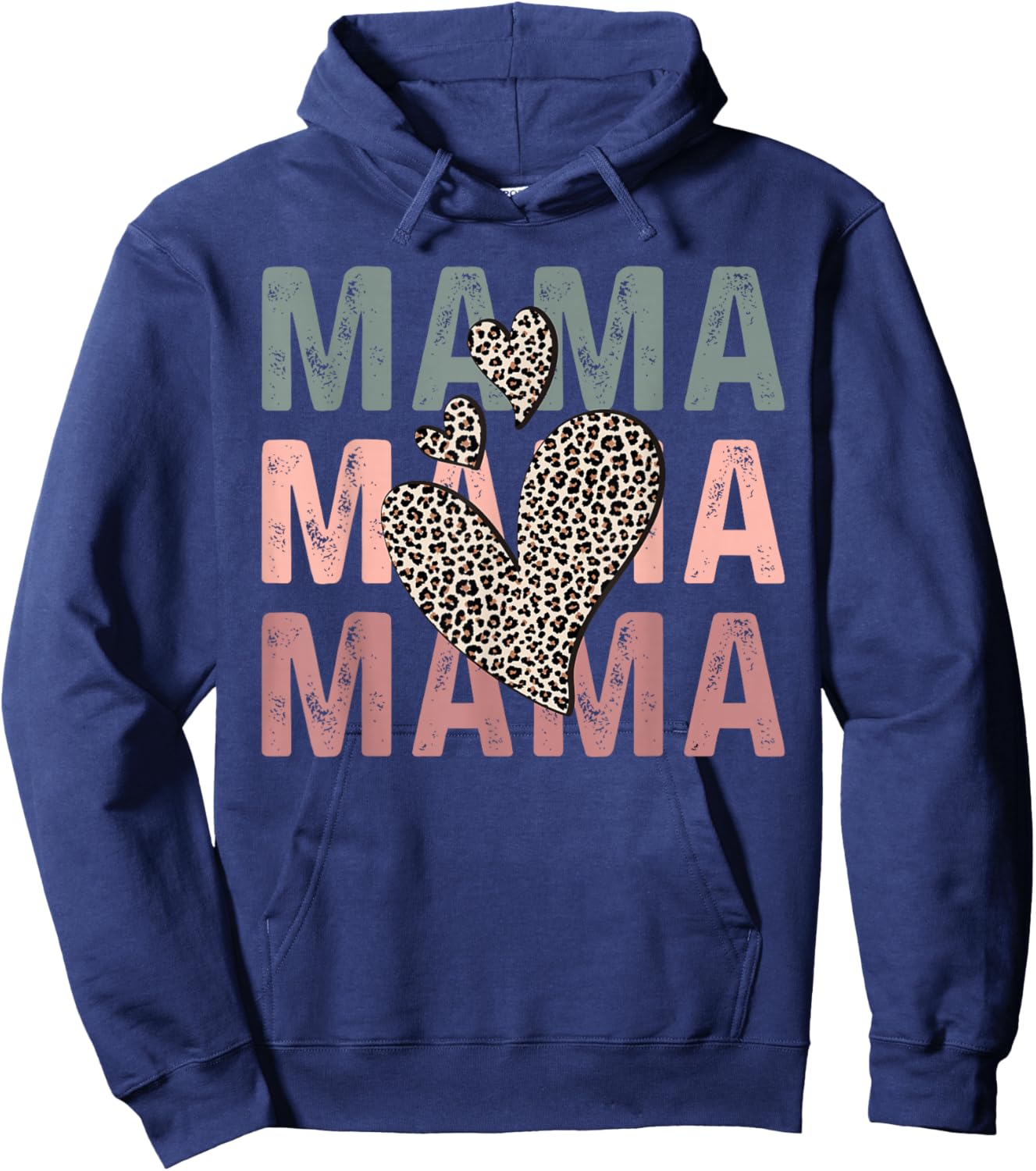 Mama Mama Mama Heart Funny Mom Mother's Day Hoodie - Hoodie | Navy