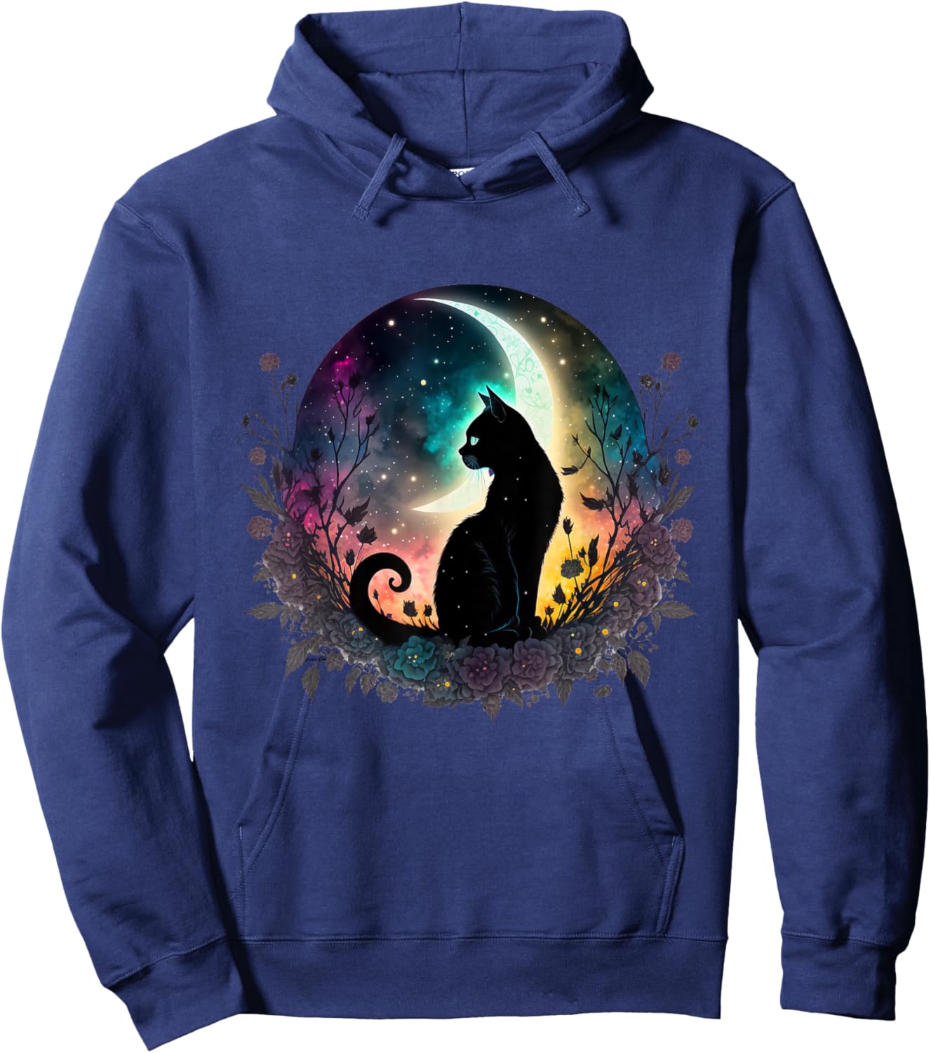 Galaxy Cat Moon – Mystical Space Cat Hoodie - Hoodie | Navy