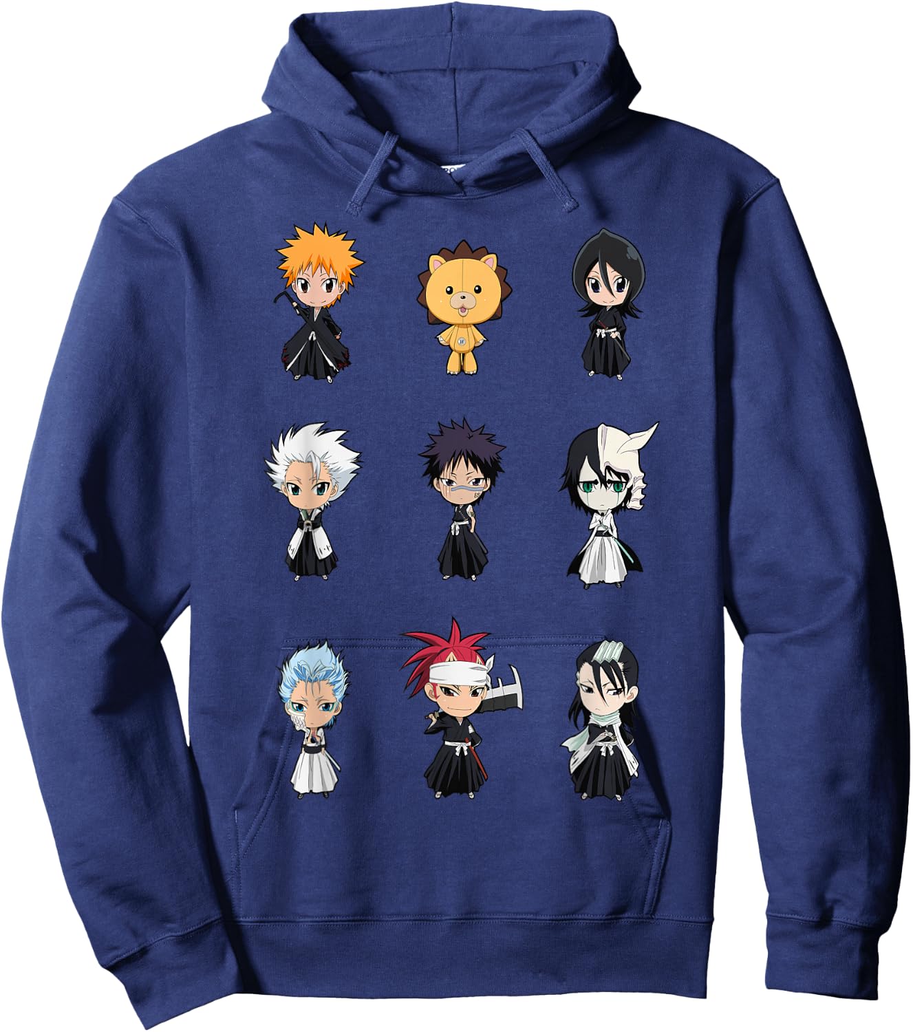 Bleach Cute Chibi Character Grid Anime Hoodie - Hoodie | Navy