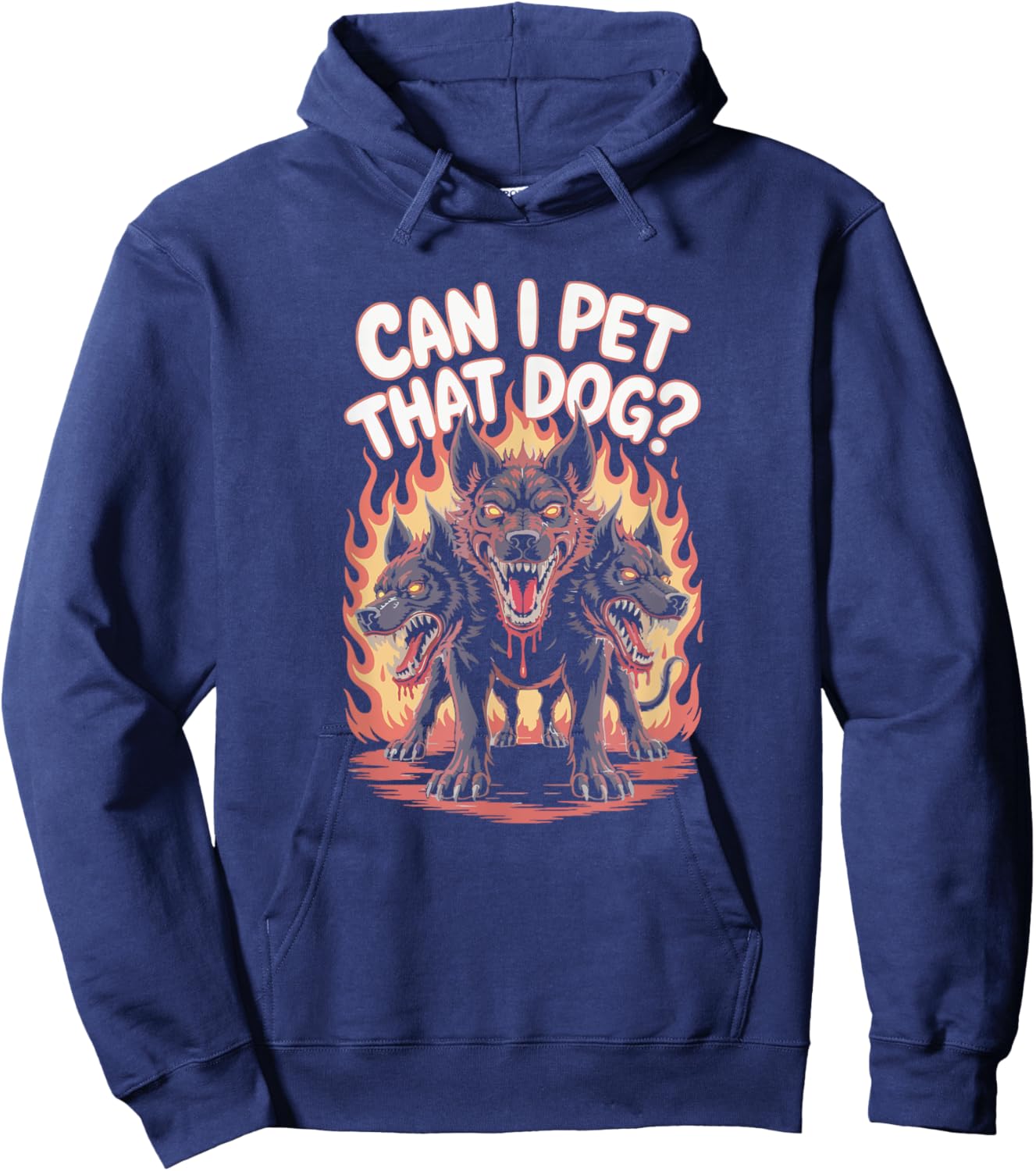 Funny Violent Cerberus - Can I Pet That Dog? Hoodie - Hoodie | Navy