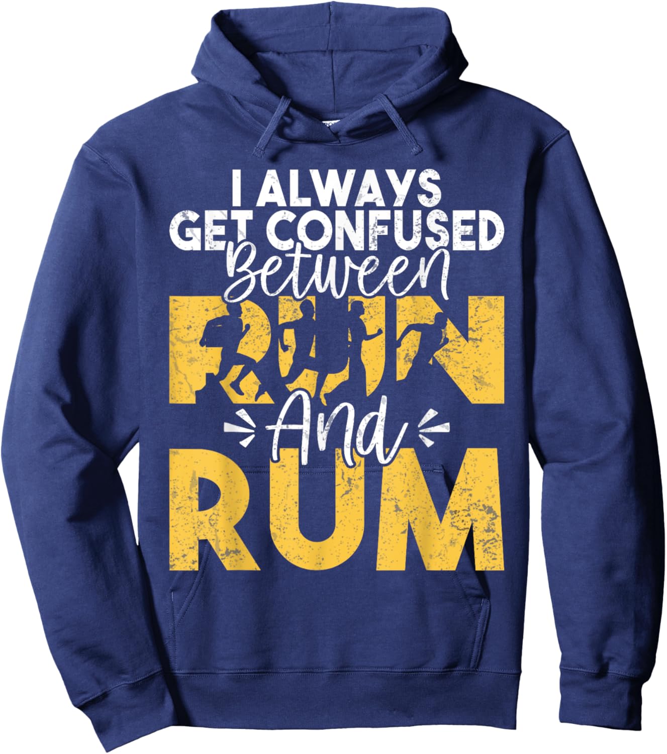 Confused between Run and Rum funny Exercise Hoodie - Hoodie | Navy