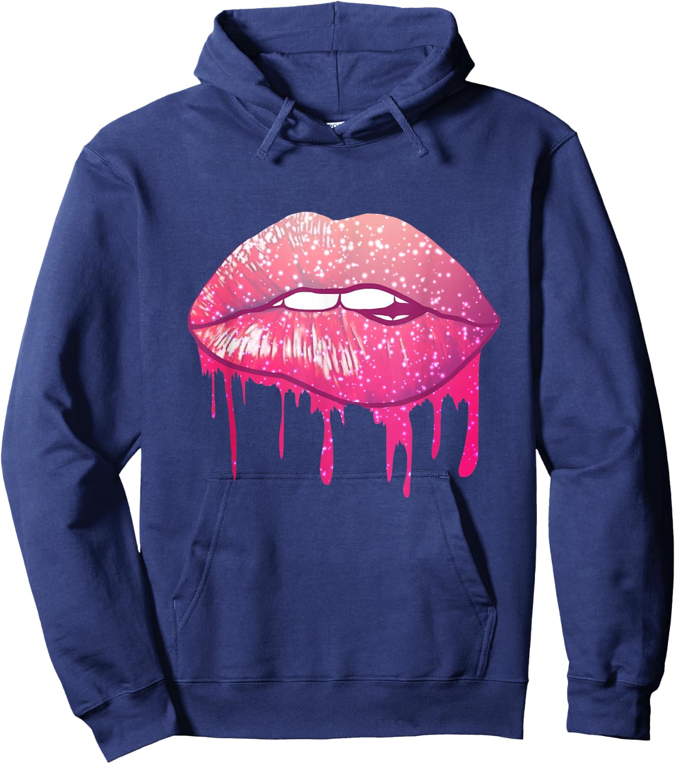Purple Dripping Biting Lips Lipstick 80s Gifts Hoodie - Hoodie | Navy