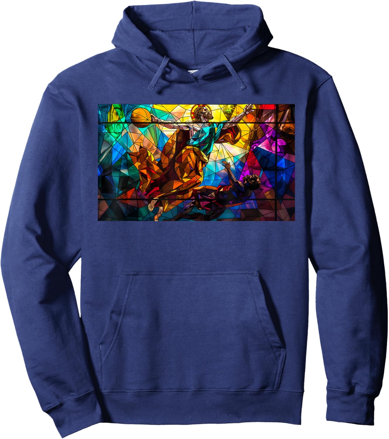 Funny Jesus Dunking Over The Devil Christian Hoodie - Hoodie | Navy